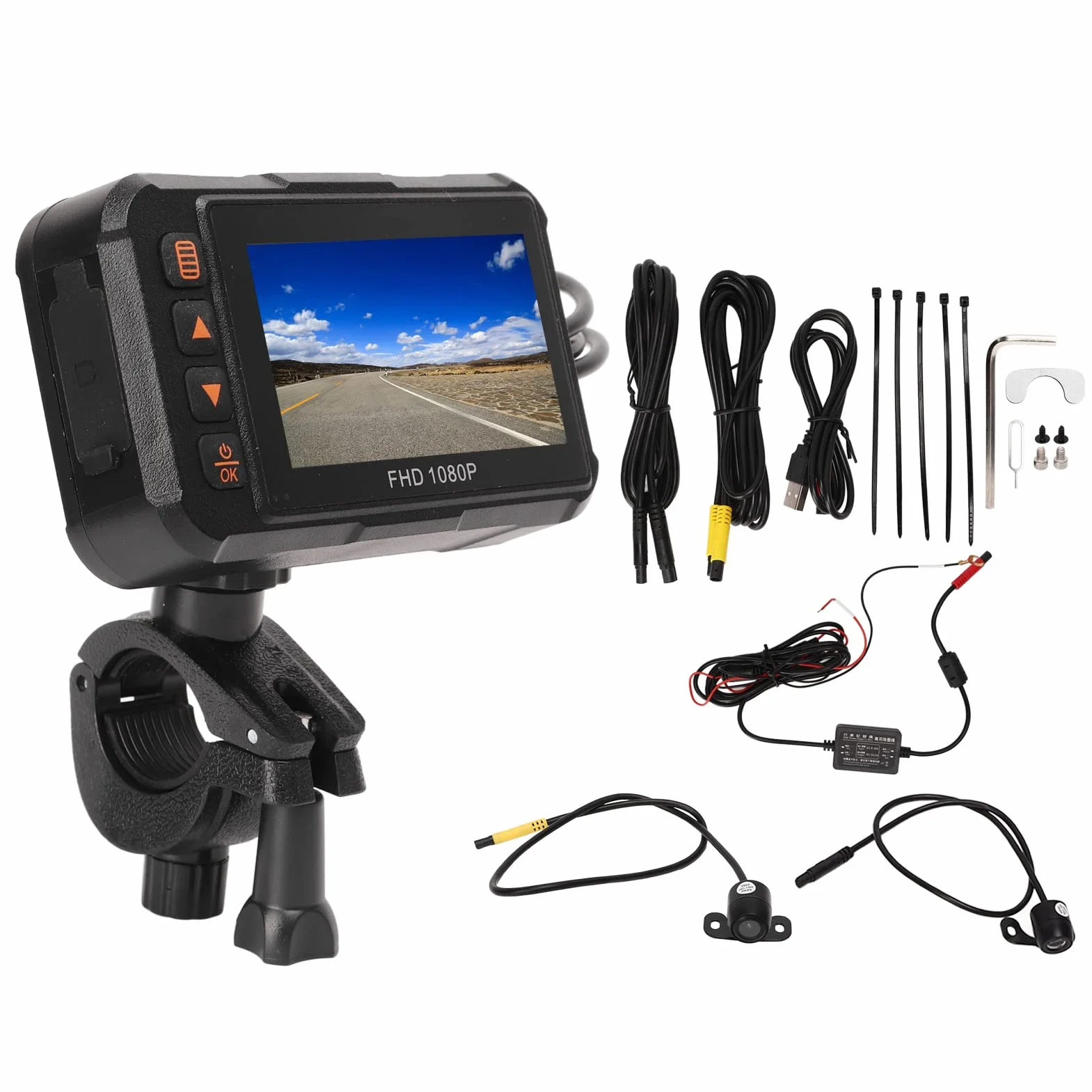 Rejestrator Motocyklowy, 3-calowa Kamera na deskę rozdzielczą Motocykla 1080P Przedni Tylny Rejestrator Wideo Rejestrator Jazdy Nagrywanie w Pętli Nagrywanie Czujnika G Monitorowanie Parkowania