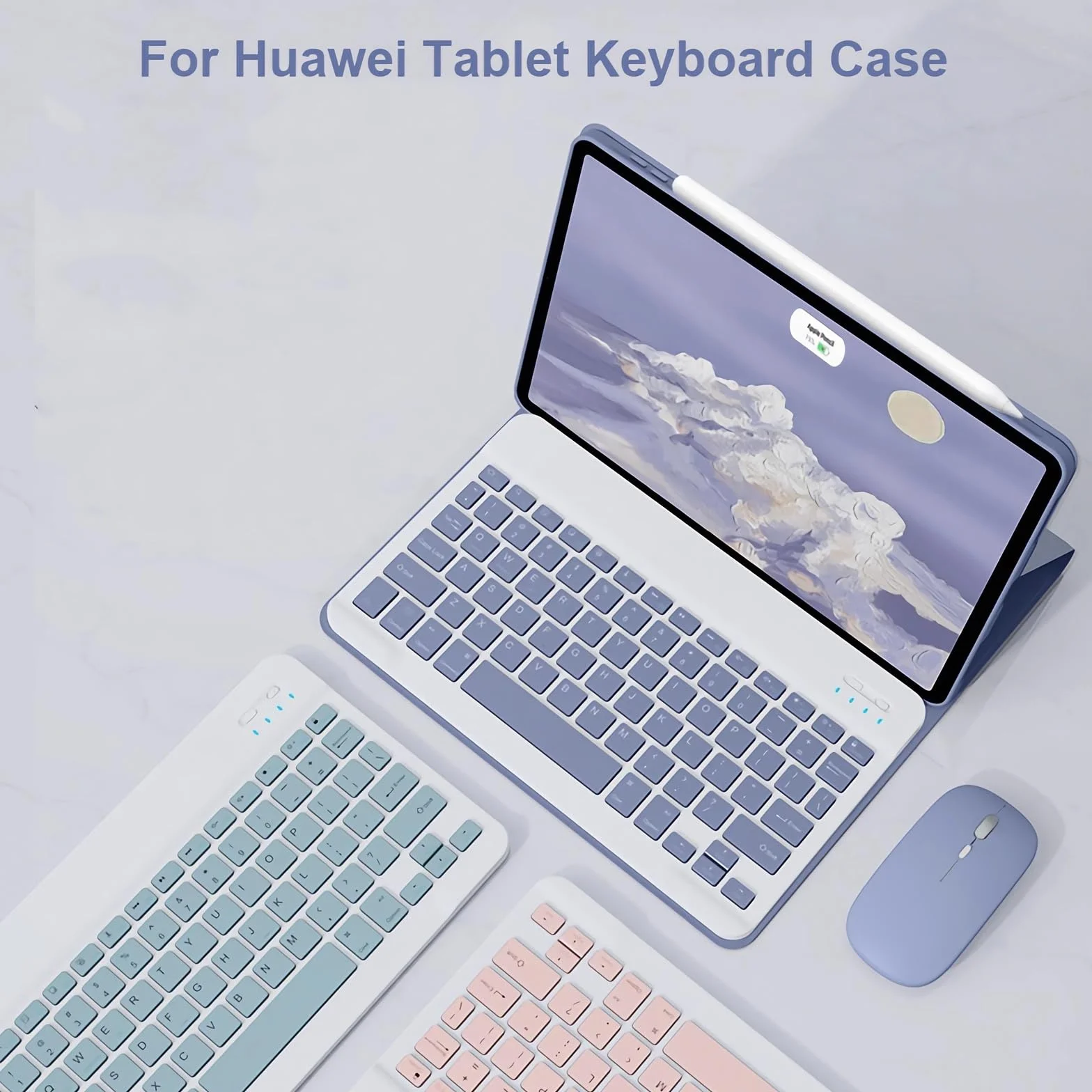 Etui z klawiaturą do Redmi Pad Pro 12.1", 7 Kolorów Podświetlenia, Magnetyczna Odłączana Podświetlenia Klawiatura Bezprzewodowa z Myszą Bluetooth,Blue