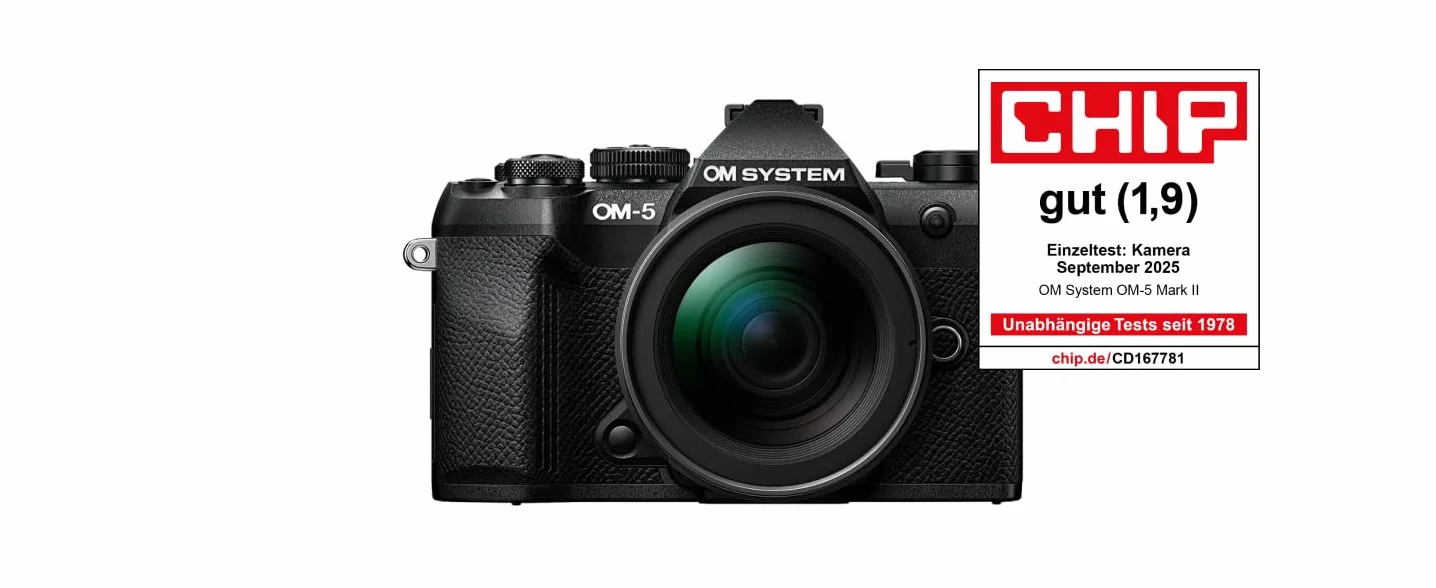 OM SYSTEM OM-5 Mark II + 12-45mm PRO, Aparat Bezlusterkowy, Matryca 20MP, | Zestaw z obiektywem M.Zuiko, stabilizacja obrazu 5-osiowa, wideo 4K, Live ND, uszczelnienie odporne na mróz i kurz,IP53
