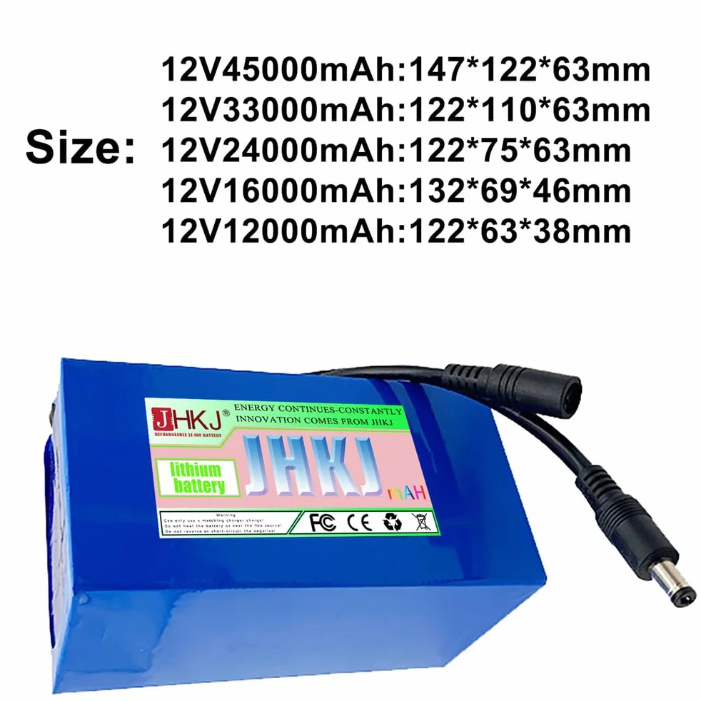 Akumulator 12 V Akumulator litowo-jonowy 5000 mAh 12000 mAh do taśm LED/kamer CCTV/routera Przenośny akumulator 12 V 24000 mAh 45000 mAh z interfejsem DC