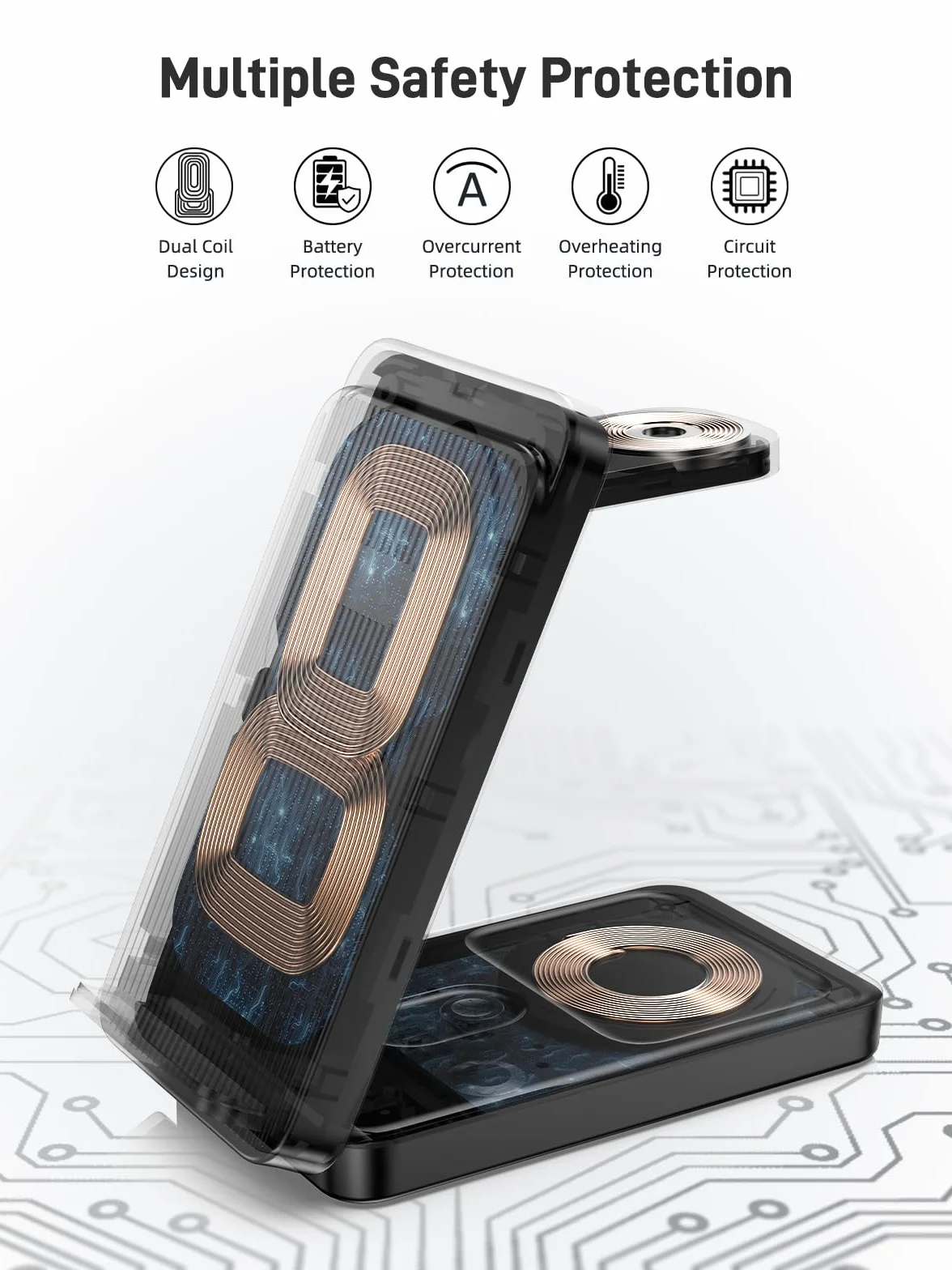 Bezprzewodowa ładowarka do Google Pixel Watch 3/2, ładowarka Google Pixel 3 w 1 do Pixel 9 Pro/Pro XL/9/8a/8/8 Pro/7, składana stacja ładująca do Pixel Buds Pro 2 (nie do Pixel Watch 1)