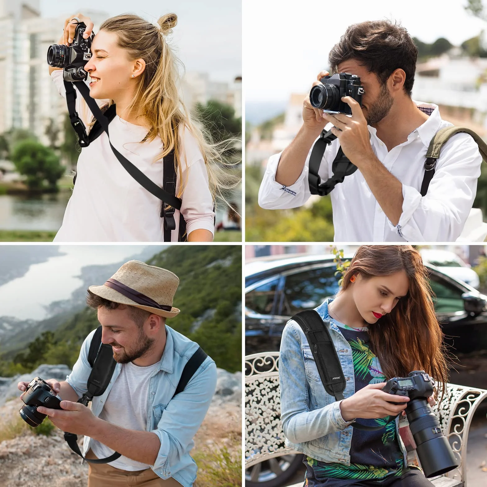 ARVOK Pasek do Aparatu dla Fotografów - Szybkie Odpinanie, Pasek Bezpieczeństwa, Regulowany na Ramię dla Nikon, Canon, Sony, Fuji, DSLR