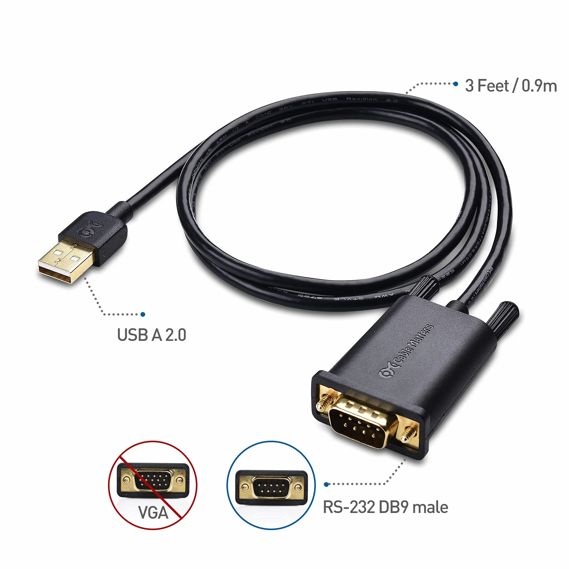 Cable Matters Kabel przejściowy USB na RS232 DB9 0,9 m
