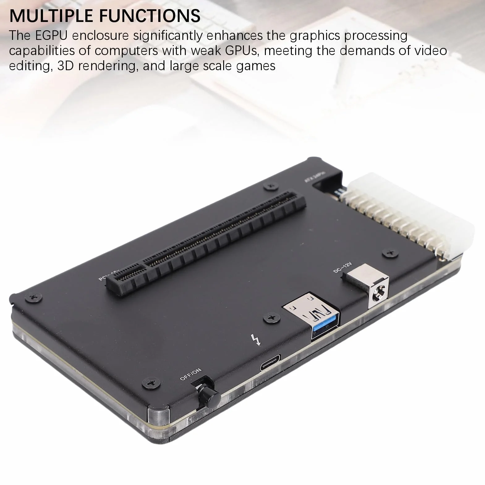 ciciglow Zewnętrzna Stacja Dokująca GPU, Zewnętrzny Procesor Graficzny Pasujący do Stacji Dokującej Karty Graficznej Thunderbolt 4 EGPU z Interfejsem USB4.0 ATX 24Pin PCIE, Obudowa EGPU