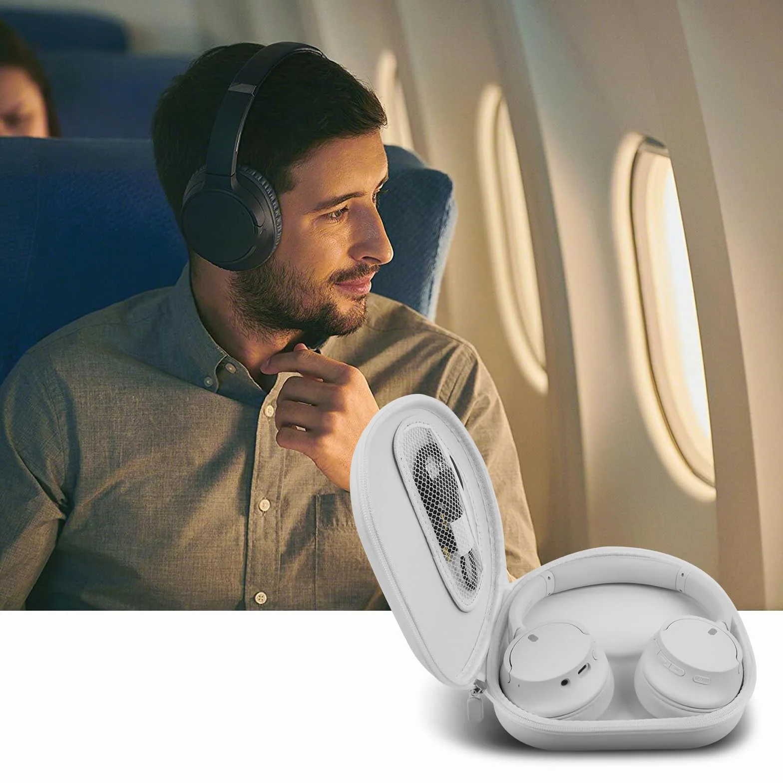 PAIYULE Etui do Sony WH-CH720N CH520 1000XM4 Bezprzewodowe Słuchawki Bluetooth z Redukcją Szumów, Torba Podróżna na Kabel USB (Tylko Pudełko) (Kolor Biały)