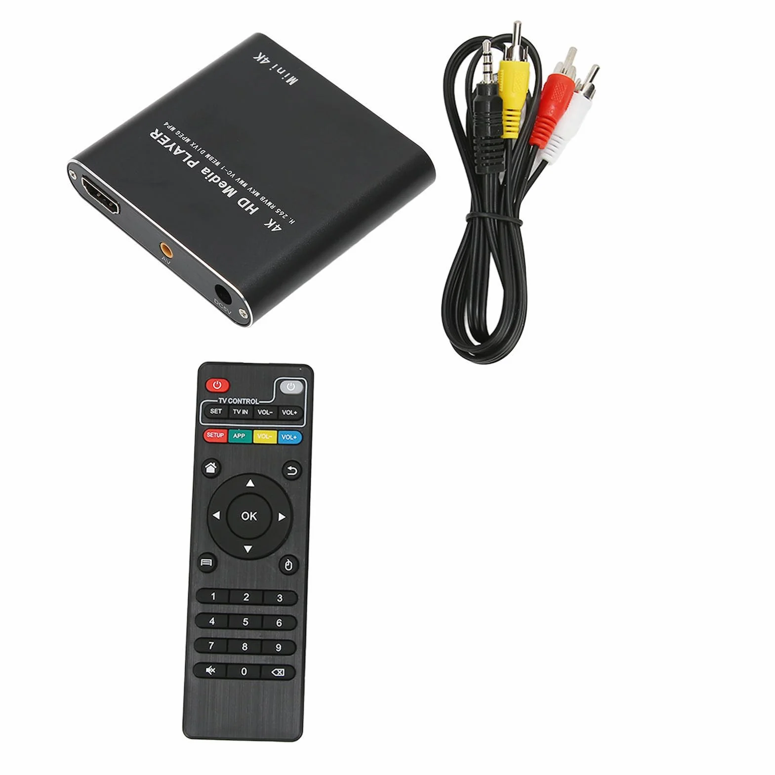 Przenośny Odtwarzacz Multimedialny 4K, Odtwarzacz Multimedialny Mini 1080P HD AV USB HDMI z Pilotem, Cyfrowy Odtwarzacz RMVB MKV RM MP4, Obsługa Zewnętrznego Dysku Twardego do 5000G do(Wtyczka UE)