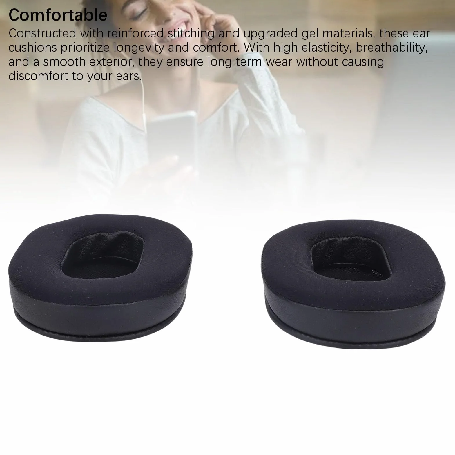 Zunate 2PCS Zestaw Słuchawkowy EARPADS, Miękkie Miękkie Białko Skórzane Słuchawki Oddychające z Jedwabnej Tkaniny, Miękkie Chłodzenie Komfortu, do Zużycia Słuchawek WH Ult900N