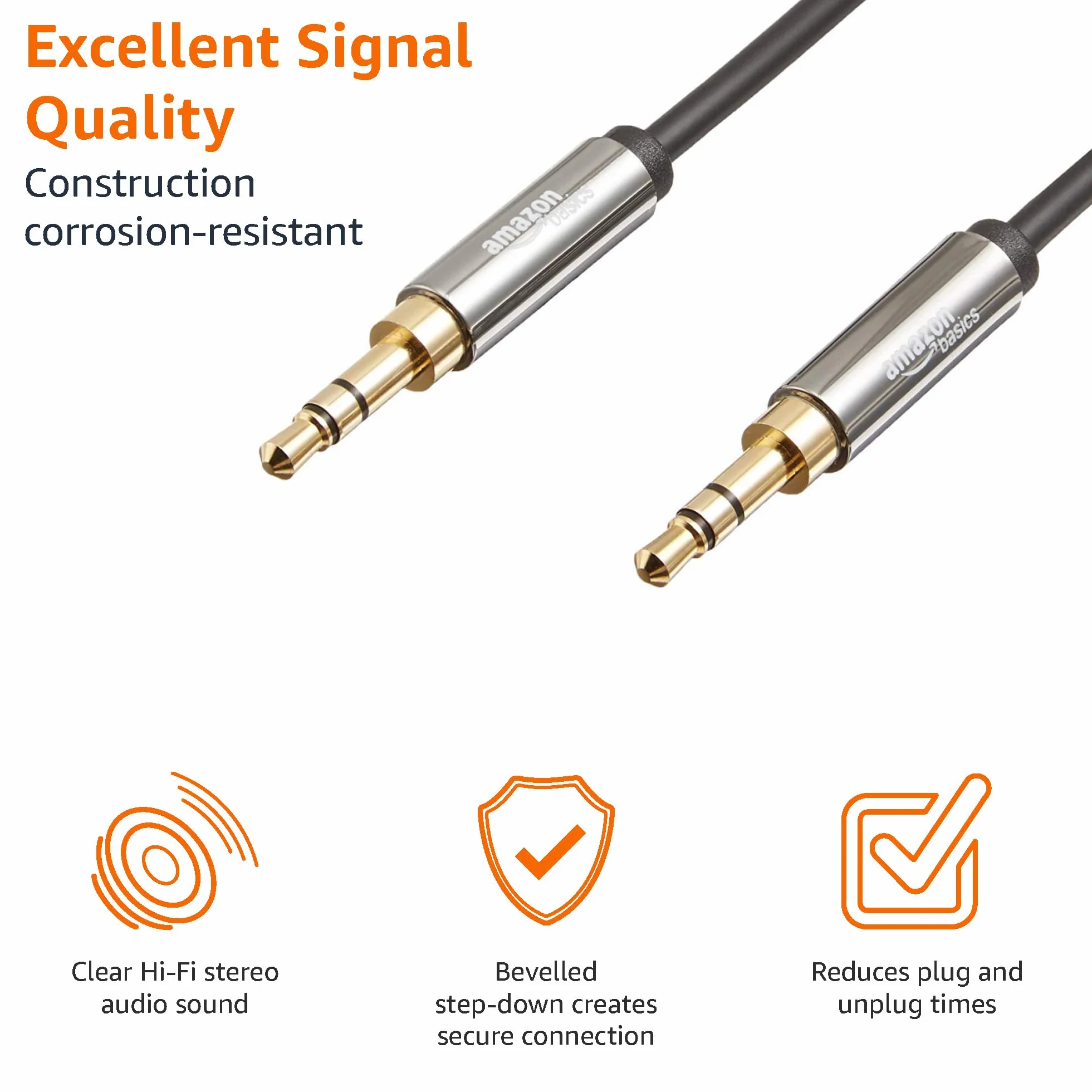 Amazon Basics Kabel AUX audio 3,5 mm 1,2 m zestaw 2 sztuk czarny