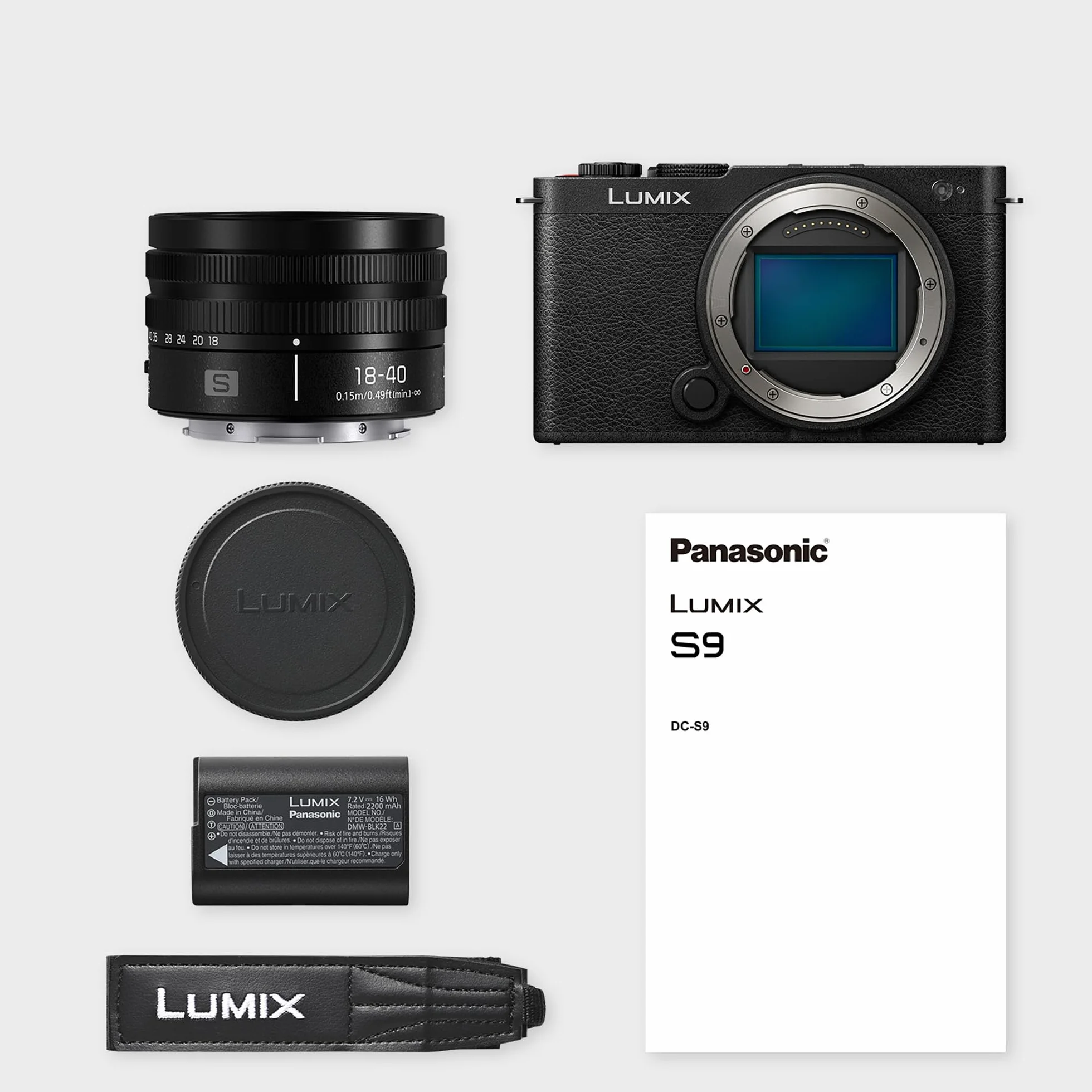 Panasonic Lumix DC-S9NE-K Pełnoklatkowy Bezlusterkowy Aparat do Vlogowania, 24.2MP, 6K /4K Video, 779 Punktów Detekcji Fazy, Stabilizacja Obrazu, 5Ghz WiFi, z Obiektywem S-R1840E 18-40mm S, Czarny