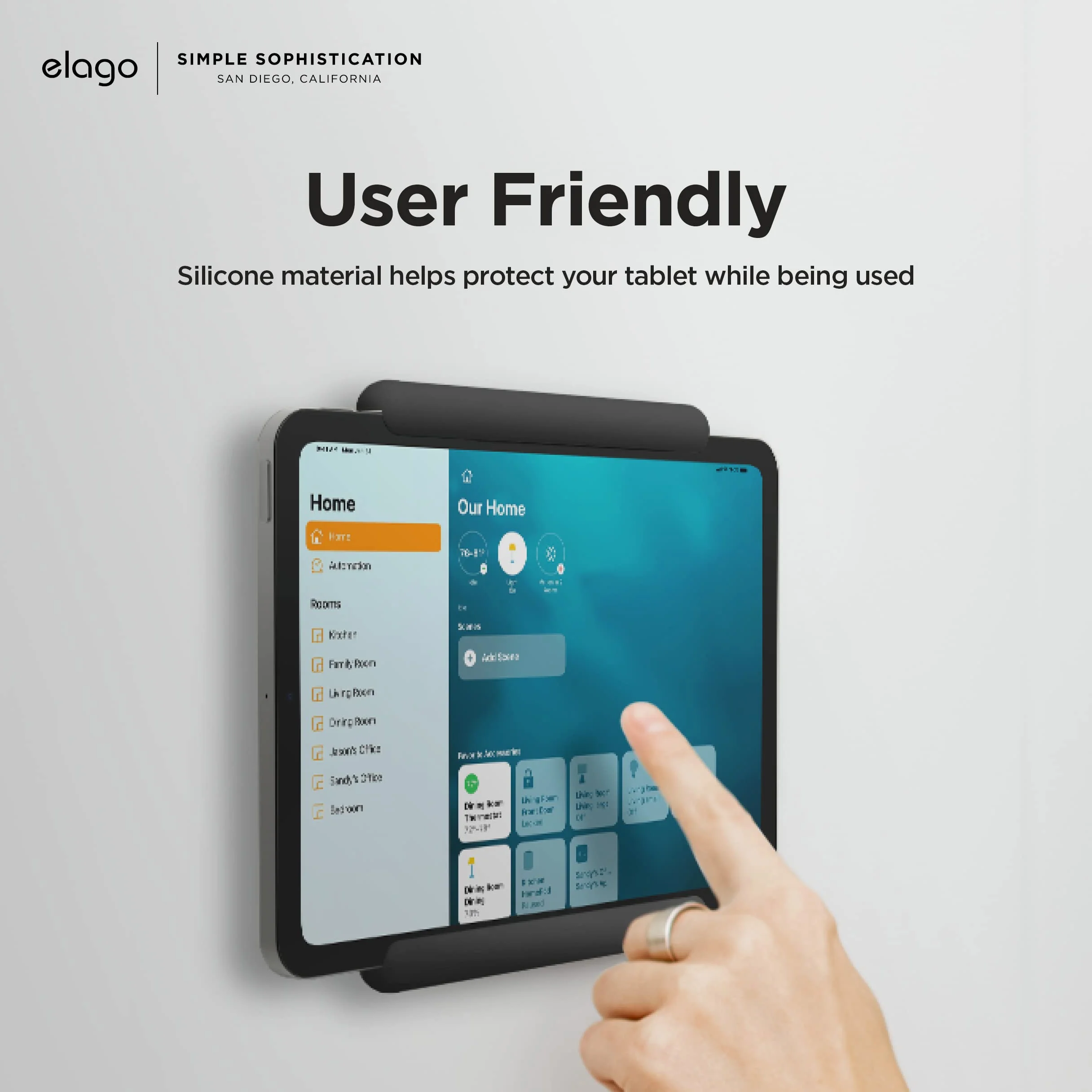 elago Uchwyt do Home Hub do iPad Mini/Air/Pro, Galaxy Tab | Uchwyt Ścienny do iPad, Uchwyt HomeKit, Łatwy Montaż, Bez Zarysowań, System Zarządzania Kablami (Czarny)