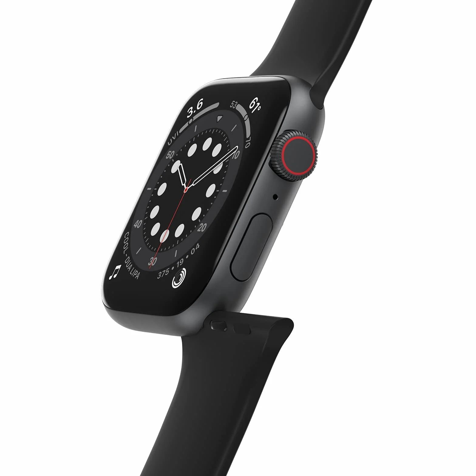 OtterBox Całodzienny pasek do zegarka Apple Watch 44/45/46mm, wytrzymały, miękki w dotyku silikonowy pasek do zegarka Apple Watch, Autobahn Black