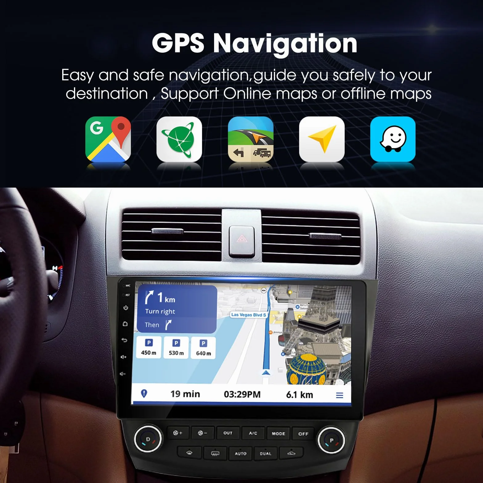 EZoneTronics 22.9 cm Android radio samochodowe stereo, nawigacja GPS, Carplay i Android Auto, Bluetooth, WIFI, do Honda Accord 2002-2007