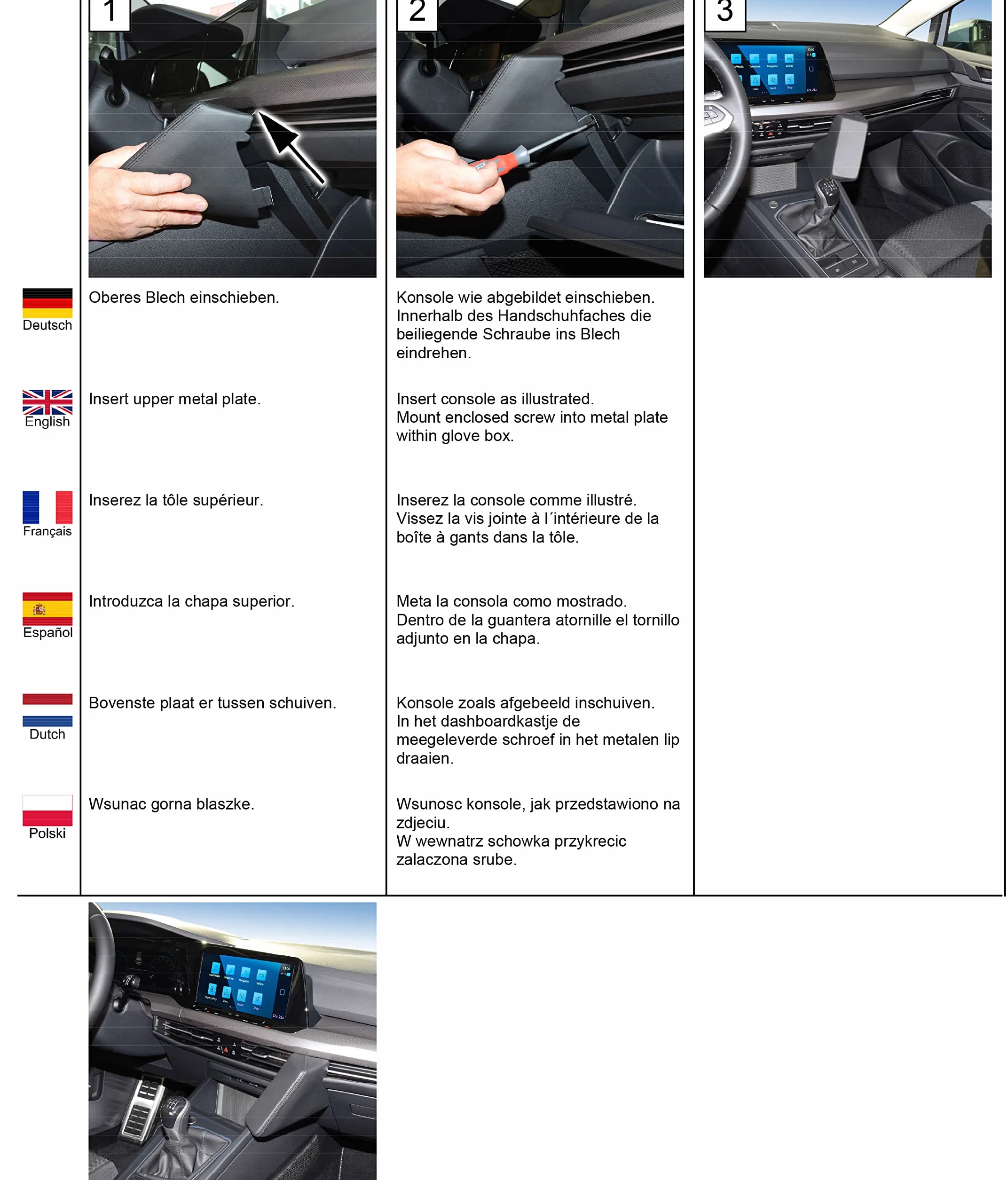 KUDA 4015 uchwyt na telefon VW Golf 8 od 2020 sztuczna skóra czarny