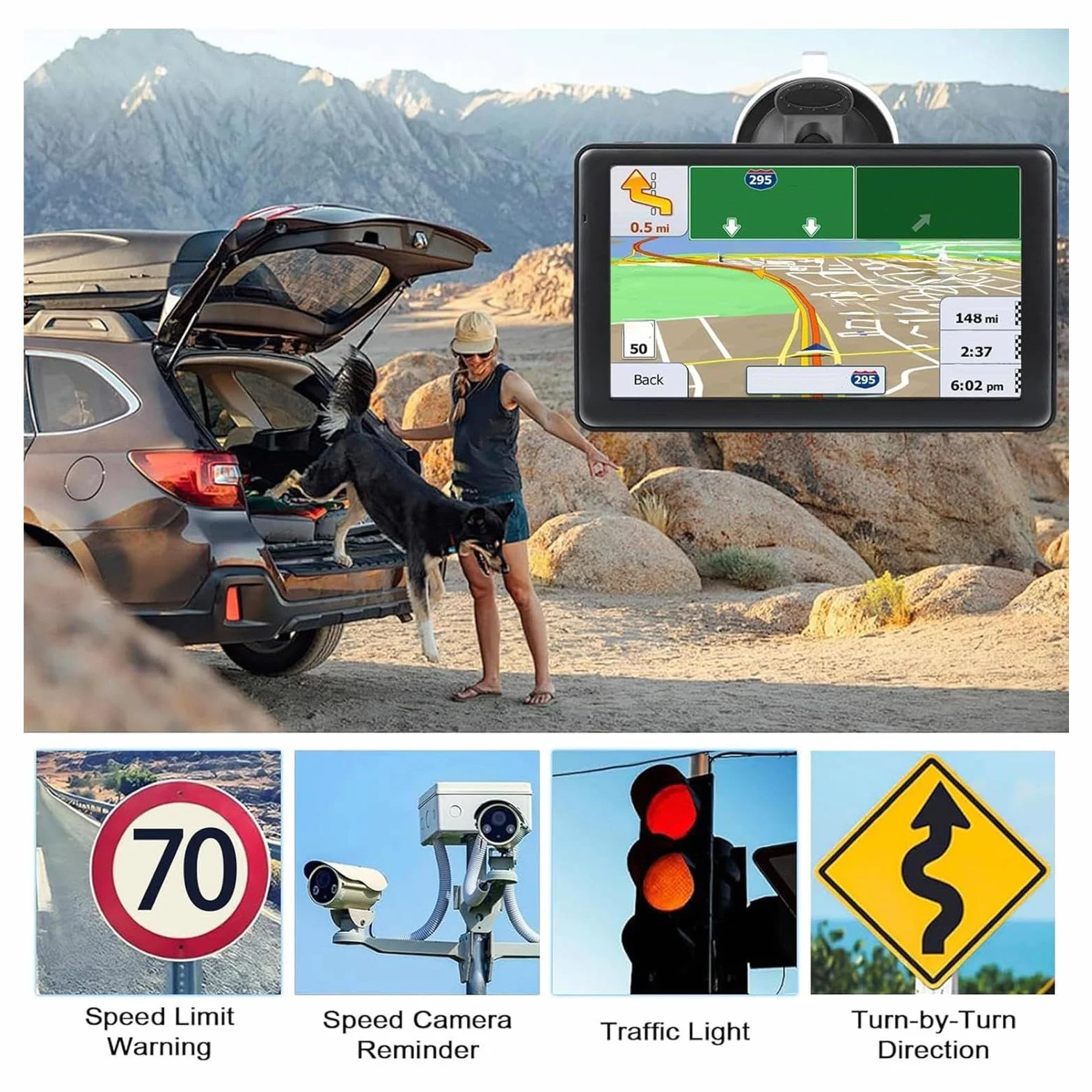 GPS Samochodowy,Nawigator GPS z Ekranem 18 cm | Urz?dzenie z | Ekranem Dotykowym Wy?wietlaj?ce Mapy dla D?ugich Podró?y Pojazdów Kamperów i Ci??arówek dla Kobiet i