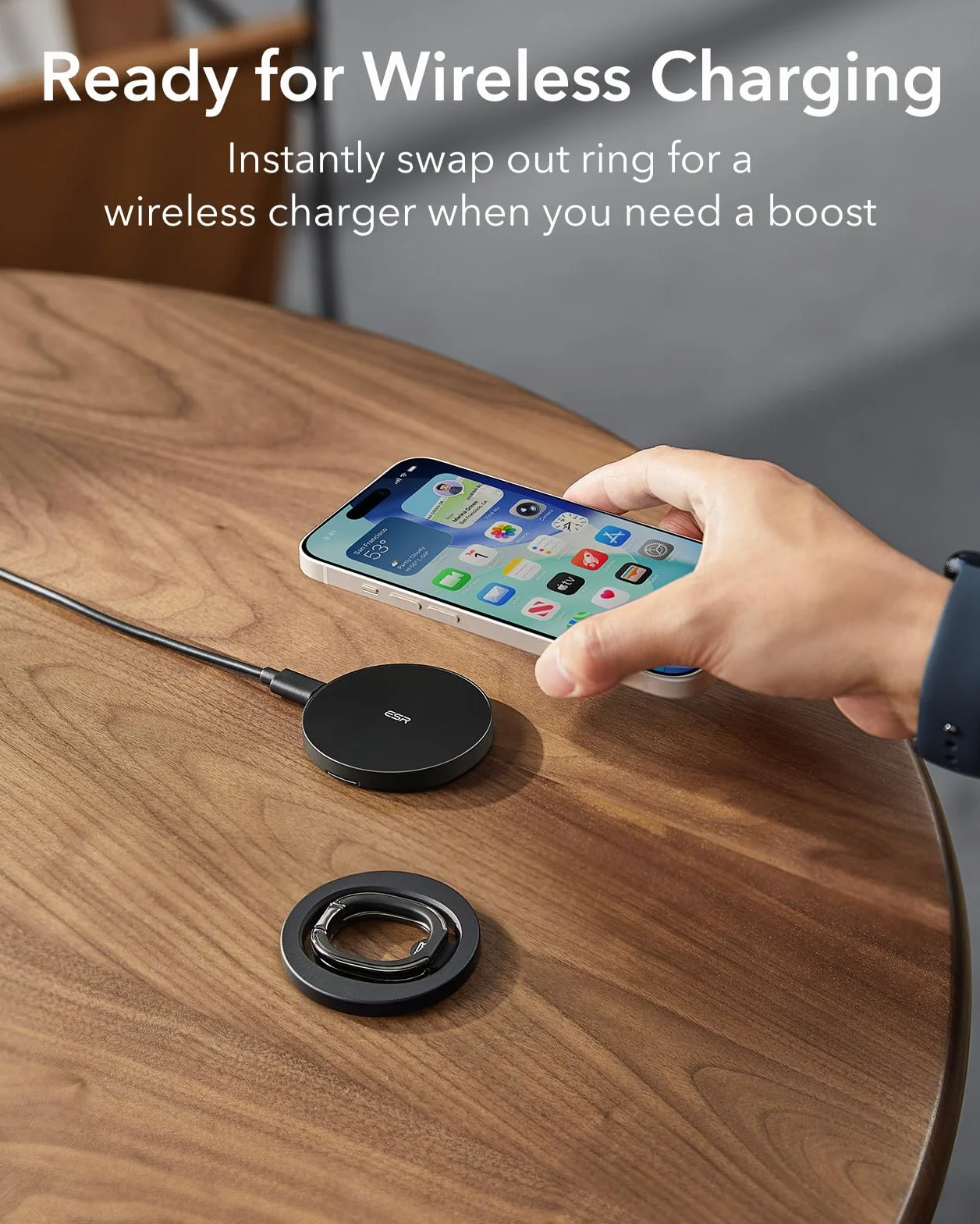 ESR MagSafe Ring Holder, podwójny pierścień magnetyczny uchwyt na telefon do wszystkich smartfonów, stop MagSafe stojak na telefon iPhone Air 17 Pro Max 16 15 14 Plus 13 12-7, Galaxy S25, Pixel 10 (2