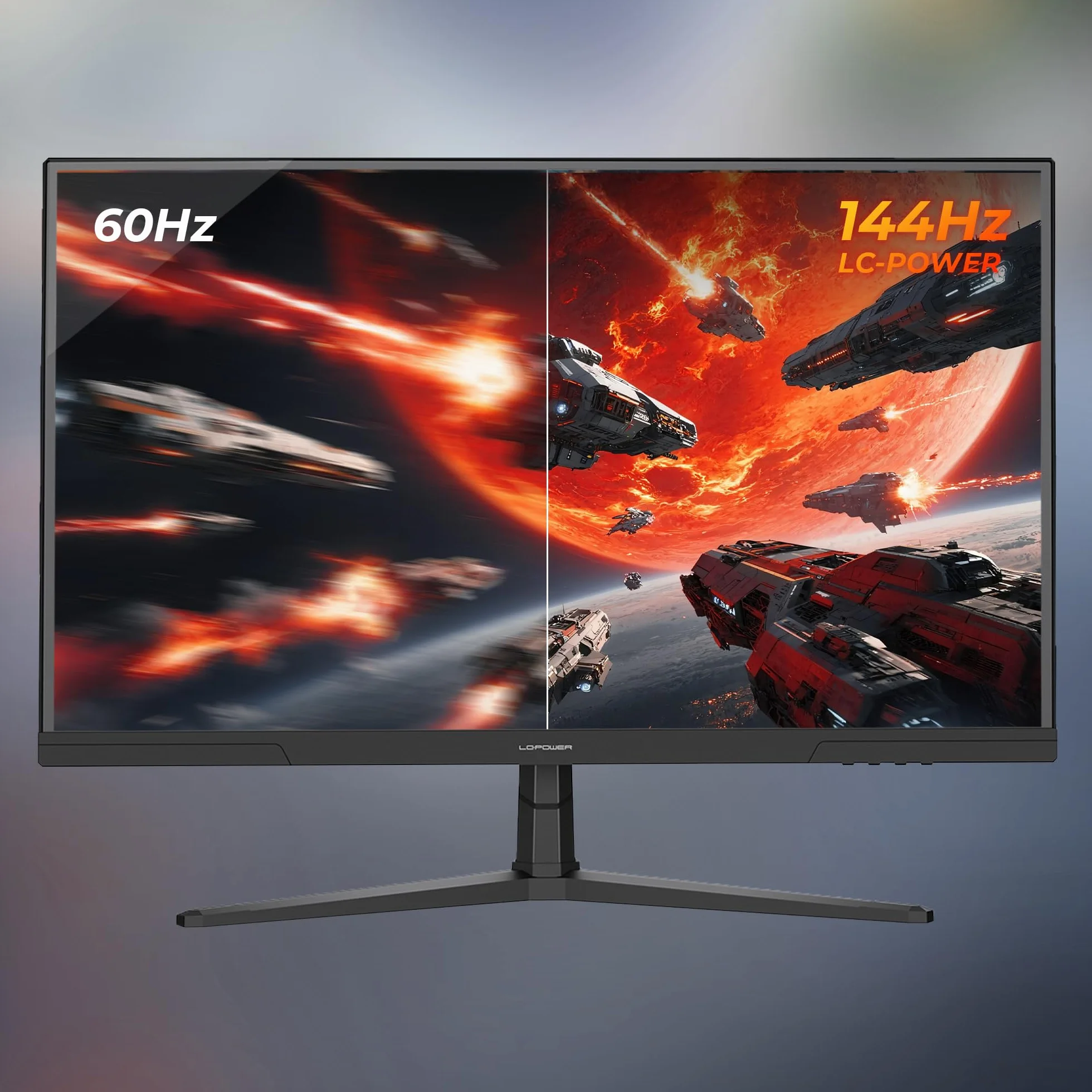 LC-POWER Monitor gamingowy 27", ekran Full HD PC z panelem IPS, 1920 × 1080, 144 Hz, 1 ms MPRT, 16:9, Adaptive Sync, HDMI, Display Port, gniazdo słuchawkowe 3,5 mm, VESA 100 x 100