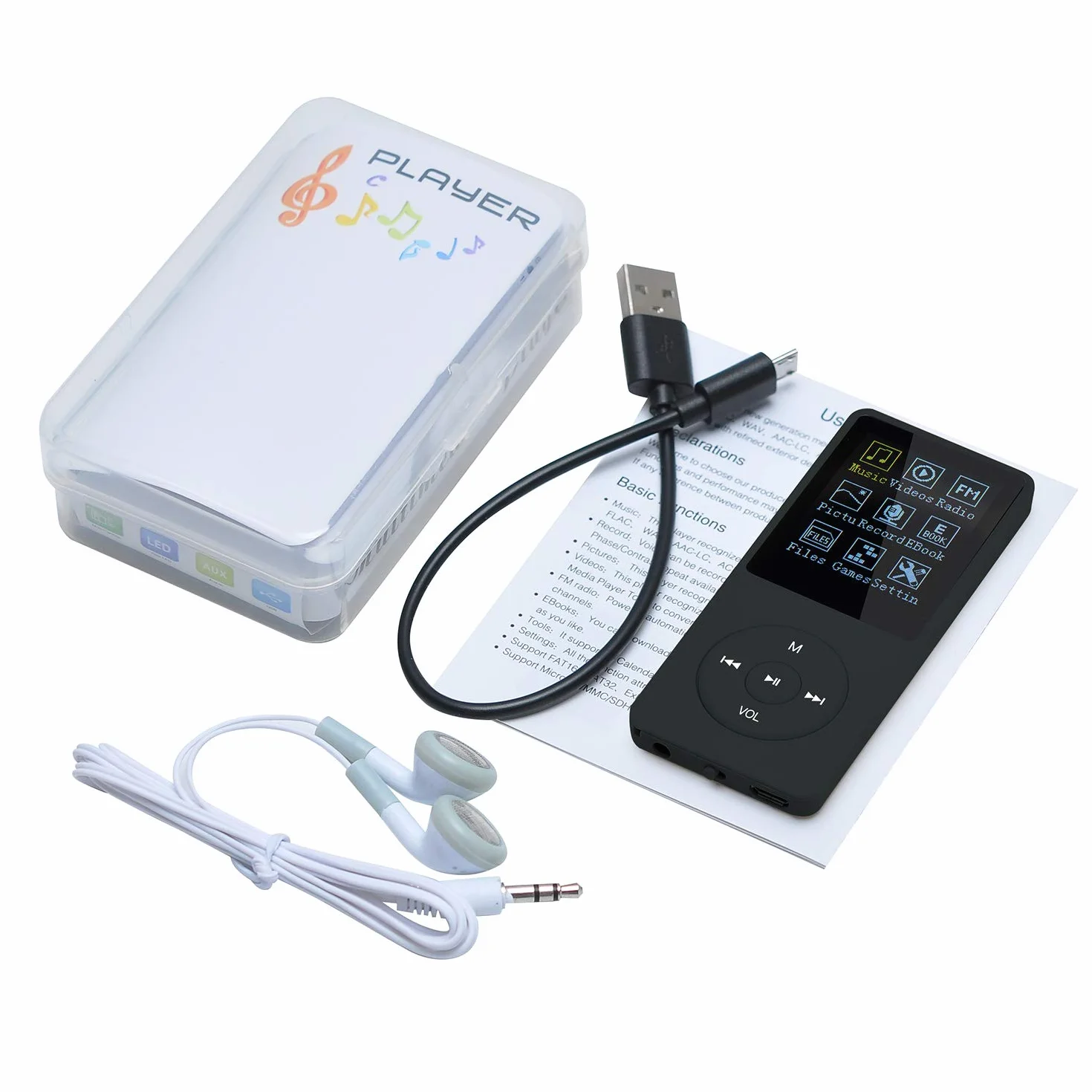 Przenośny odtwarzacz MP3 Hi-Fi 8GB obsługa SD do 64GB 70h odtwarzania bezstratny dźwięk czarny