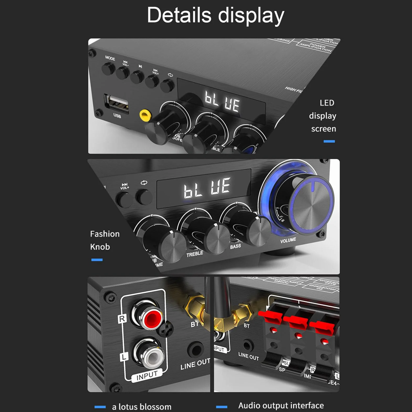 LICAEVEY 2.1 MHE Bluetooth 5.1 Mini Stereo Wzmacniacz z Wyjściem Subwoofera, 30wx2 + 60w Kompaktowy Audio Audio do Kina Domowego i Głośników Pasywnych z Zdalnym (wtyczka UE)