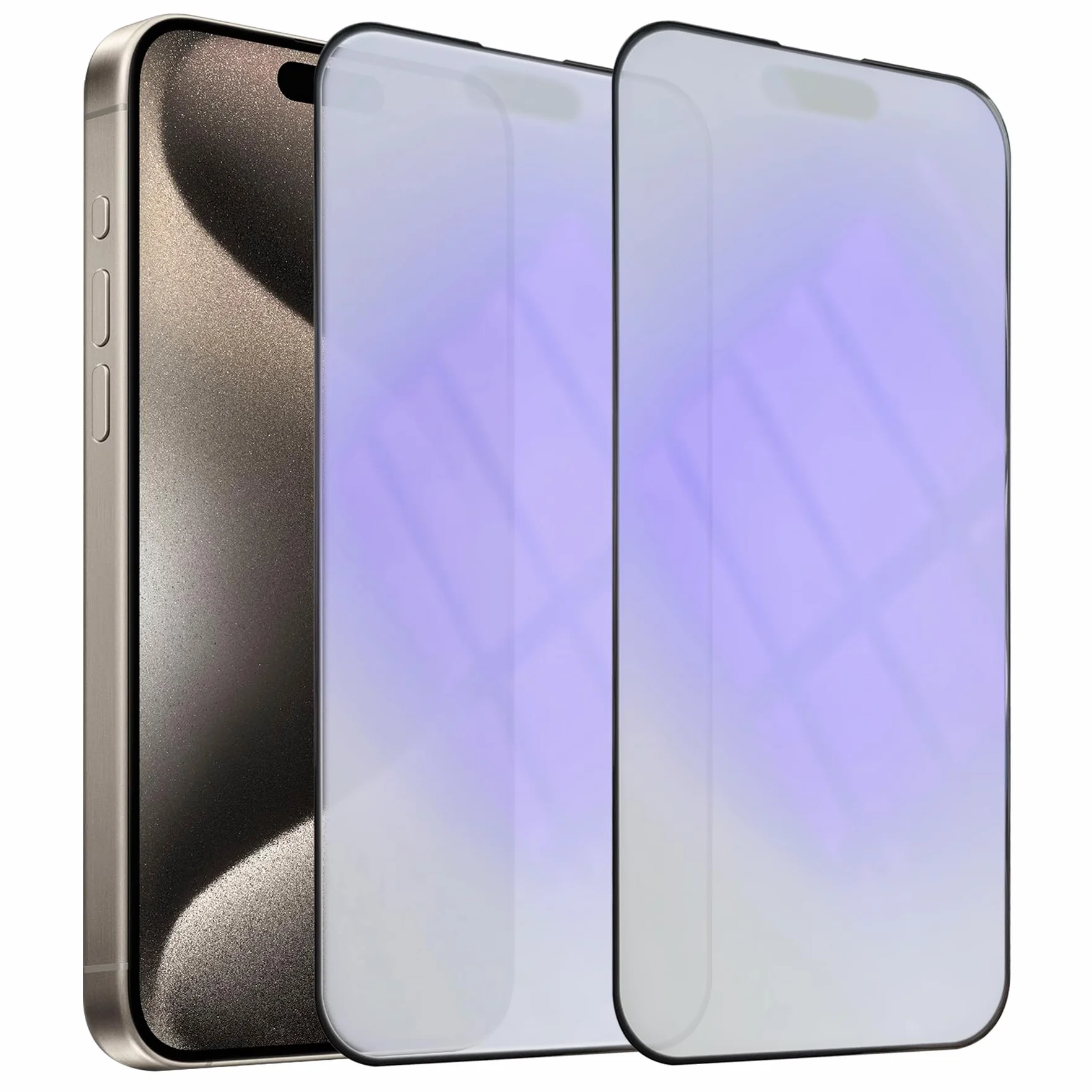 Matowa osłona ekranu do iPhone'a 15 Pro, antyodblaskowa, blokująca niebieskie światło, folia ze szkła hartowanego 15.5 cm, gładkie w dotyku i wrażliwość na dotyk, 2-pak