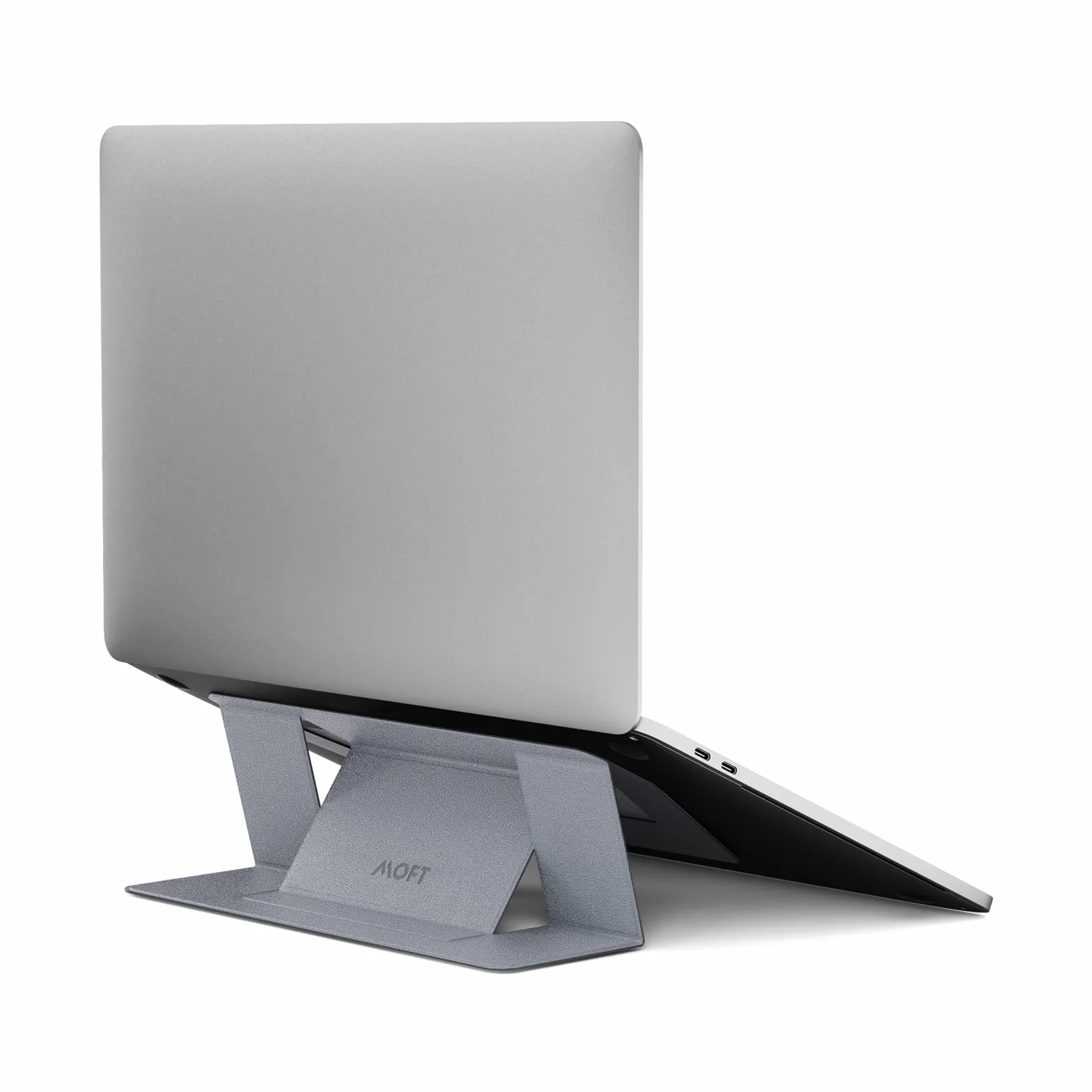 MOFT Stojak na laptopa, składany stojak na laptopa, stojak na notebooka z 2 regulowanymi kątami, poprawia postawę, kompatybilny z MacBook Air, MacBook Pro 11''-16", samoprzylepny, srebrny