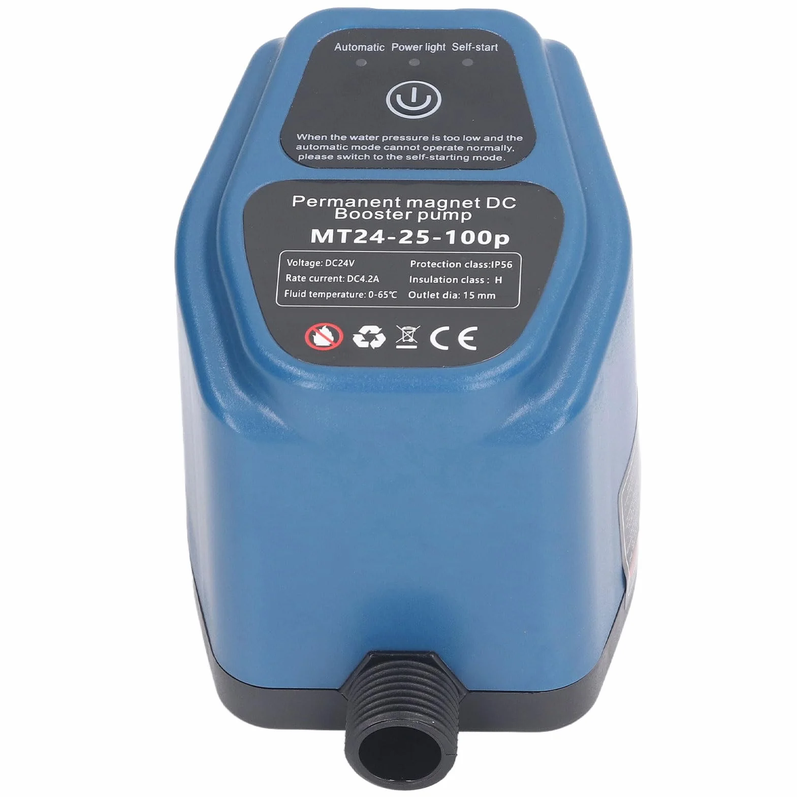 Pompa wzmacniająca ciśnienie wody, 100 W 24 V IP56 pompa wzmacniająca ciśnienie wody do prysznica, automatyczne uruchamianie i zatrzymywanie, pompa ciśnienia wody 25 l na minutę (wtyczka UE 100-240V)