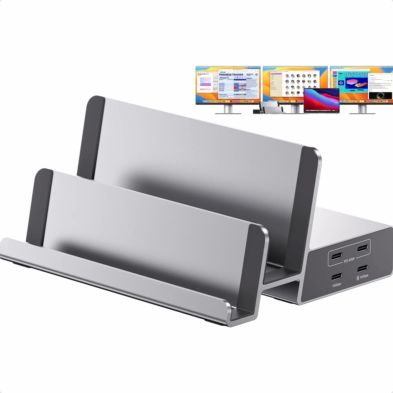 19 w 1 Triple Display stacja dokująca z podwójnym stojakiem, 3HDMI + 2DP4K, PD100W | PULWTOP Stacja dokująca do laptopa, 3 monitory z Ethernet, 10 Gbit/s USB-C/A, do MacOS i Windows (wymagane sterowniki)