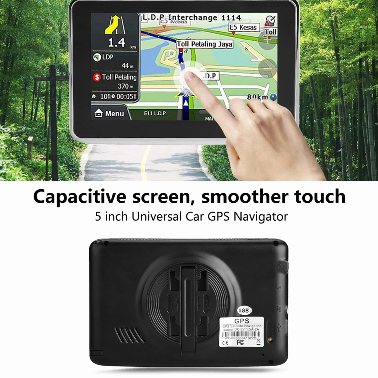 Ejoyous Urządzenia Nawigacyjne dla Samochodu, System Nawigacji GPS Universal 5 -calowy Ekran Dotykowy dla Ciężarówki Samochodowej 256 MB 8GB MP3 FM Europejska Karta 1