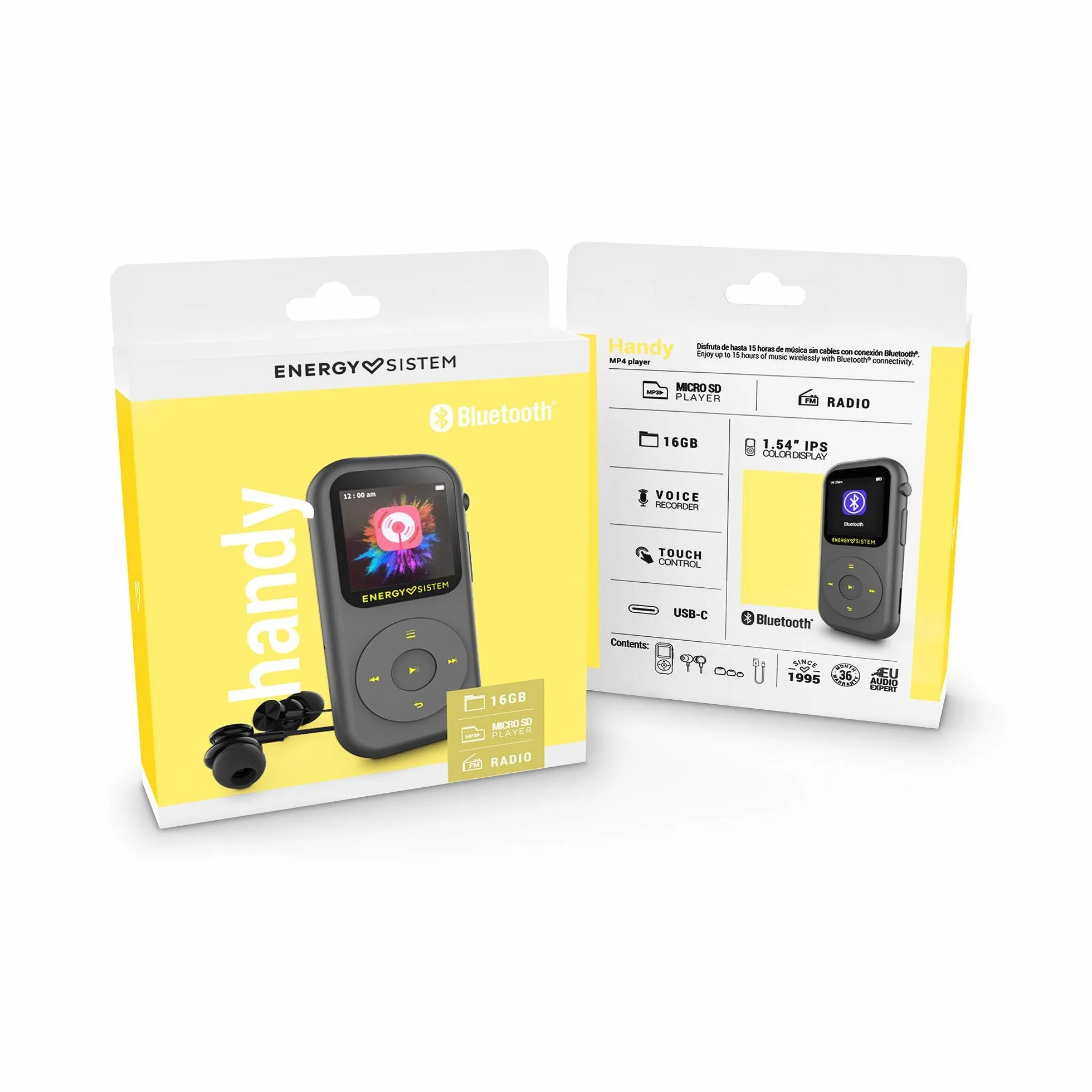 Energy Sistem Handy Odtwarzacz MP4 (16GB, Bluetooth, Wbudowane radio FM, microSD 128GB) Szary