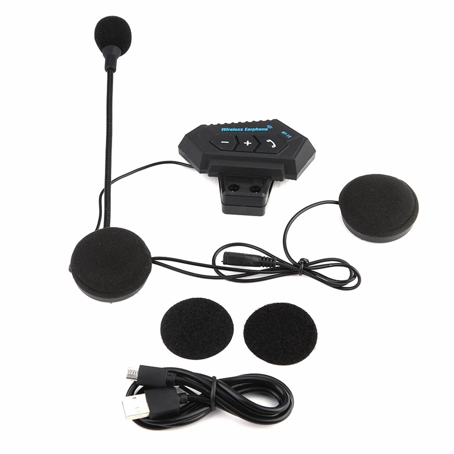Ejoyous Zestaw słuchawkowy Bluetooth do kasku motocyklowego, słuchawki do kasku motocyklowego, Hi-Fi, bezprzewodowe, czarne