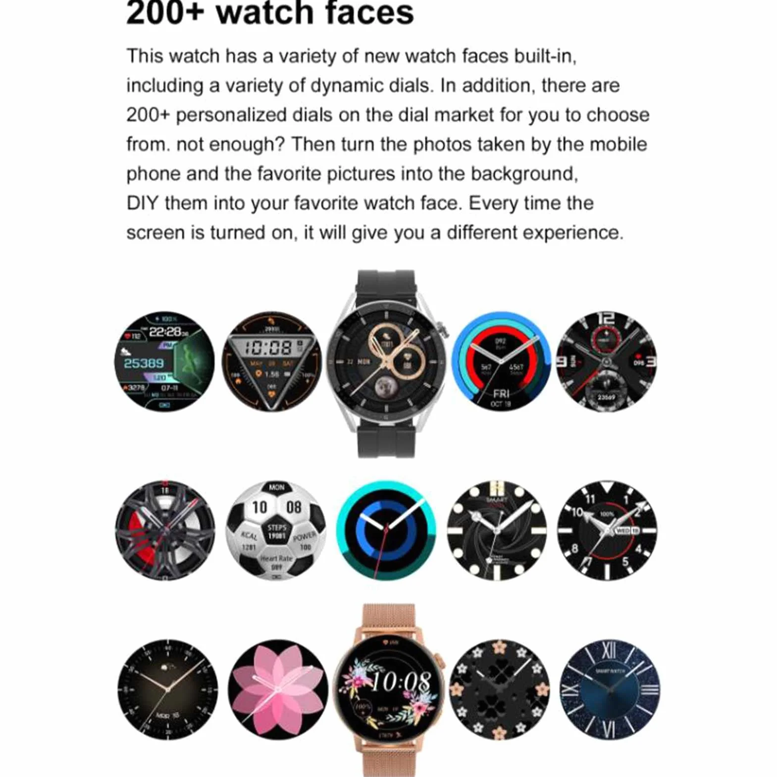 Inteligentny zegarek dla mężczyzn Kobiety 1,36-calowy okrągły w pełni dotykowy kolorowy ekran NFC Smartwatch Połączenie Bluetooth Asystent głosowy Hasło Śledzenie ruchu Śledzenie aktywności (B) little