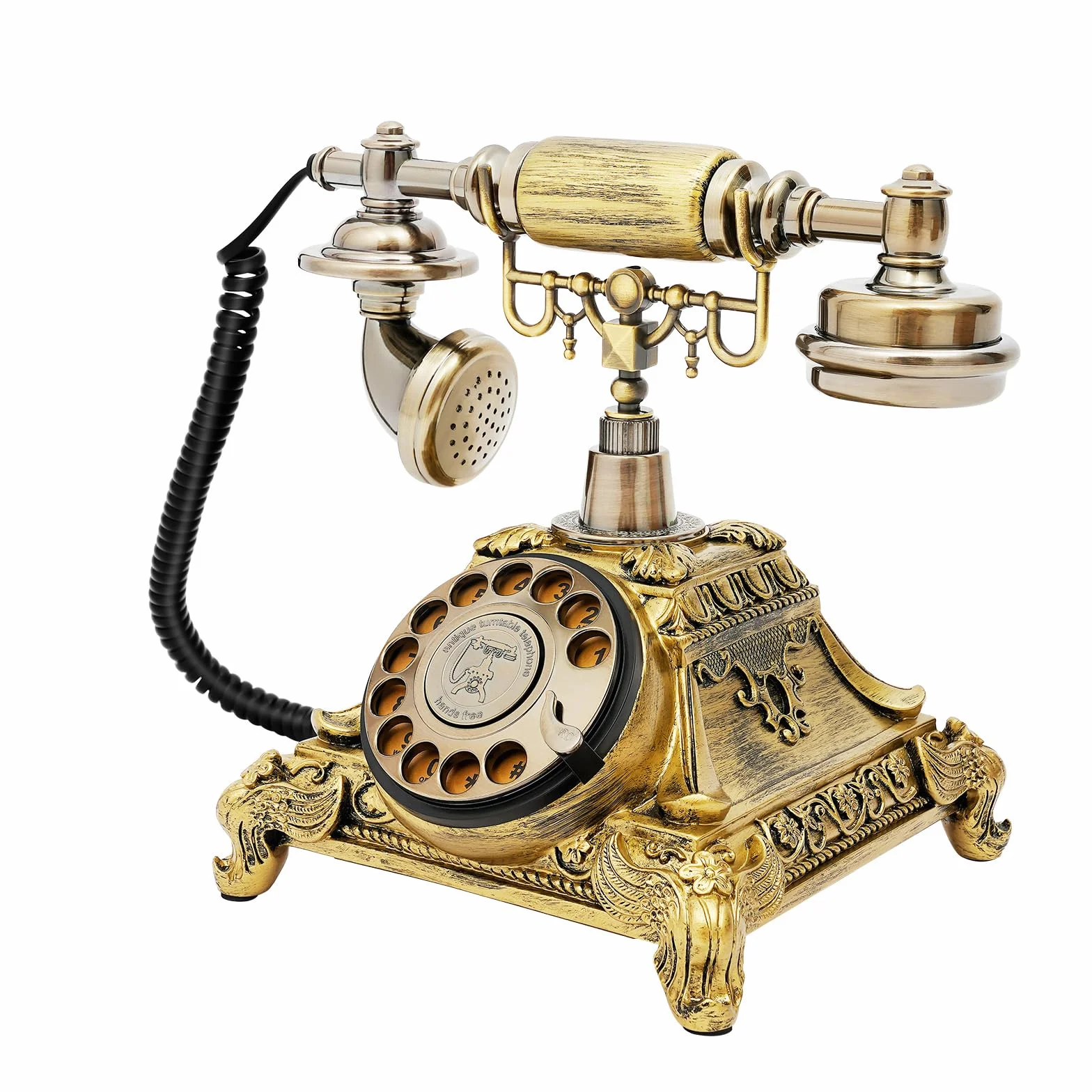 Telefon domowy w stylu vintage, antyczny telefon stołowy, telefon stacjonarny, biuro, nostalgia, przewodowy, do mieszkań, biur, kawiarni