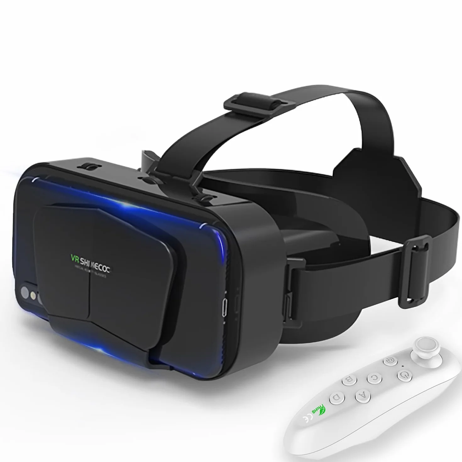 Okulary wirtualnej rzeczywistości VR,Ciesz się grami i filmami (z kontrolerem Bluetooth), Kompatybilny 5 cali - 7 cali Smartphone Szeroka kompatybilność z Android/Phone - 03