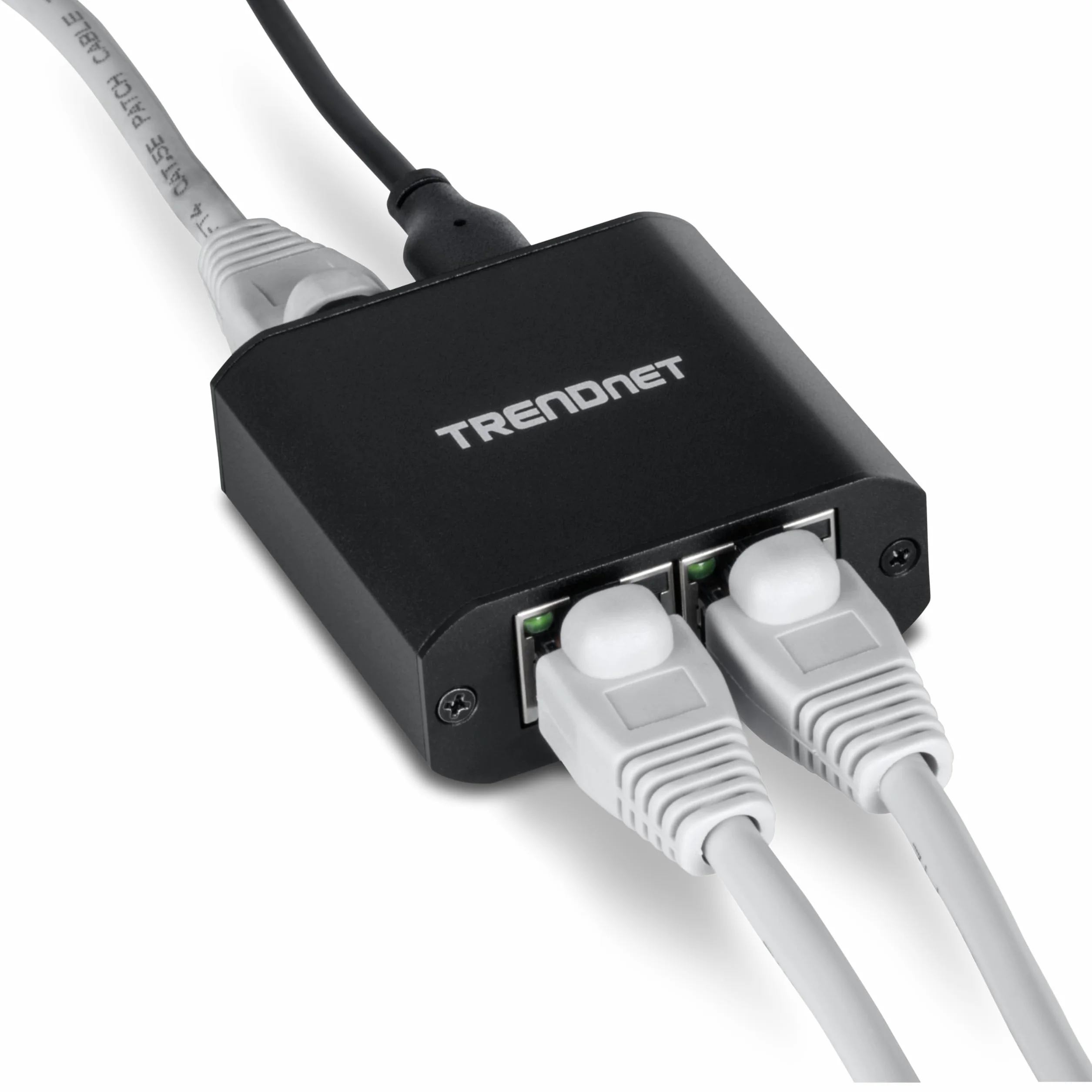 TRENDnet 2-portowy rozdzielacz gigabitowy z zasilaniem USB typu C, TEG-102S, dzieli jedno połączenie sieciowe na dwa, rozdzielacz Ethernet, kabel zasilający USB typu C w zestawie, zgodny z NDAA i TAA