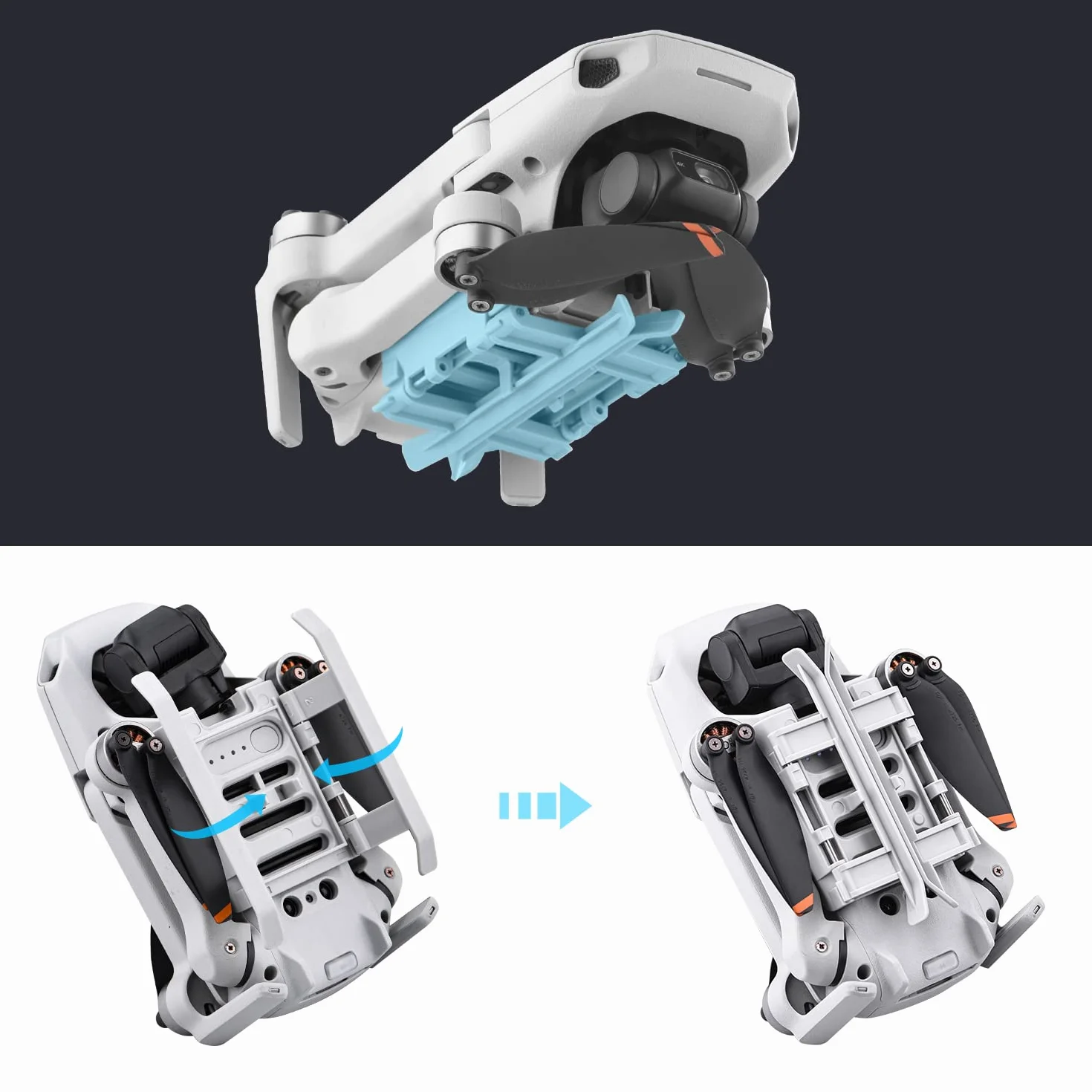 HeiyRC Podwozie Przedłużenie 4K dla DJI Mini 2 SE/Mini 2/Mini SE/Mavic Mini Drone Składany