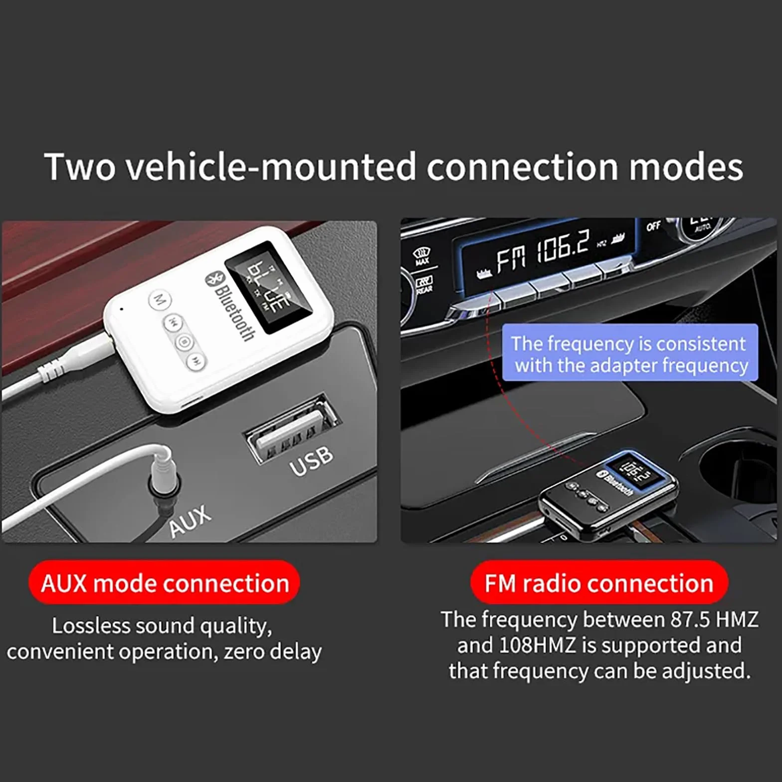 Nadajnik-odbiornik Bluetooth 5.0, Przenośny Bezprzewodowy Adapter Nadawczo-odbiorczy, Obsługa Odtwarzania Kart TF/transmisja FM (87,5~108 HMZ FM), Do Głośników Słuchawki Samochodowe