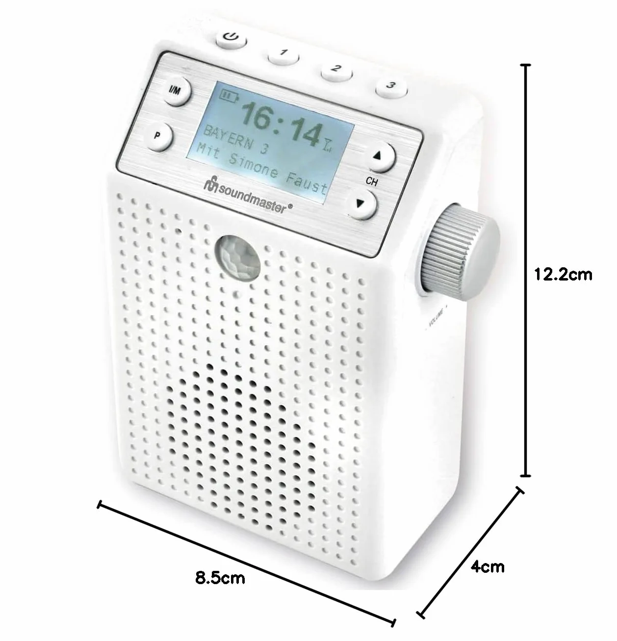 Soundmaster DAB60WE DAB+/UKW radio z gniazdami z czujnikiem ruchu i wbudowanym akumulatorem o ok. 2 godziny pracy