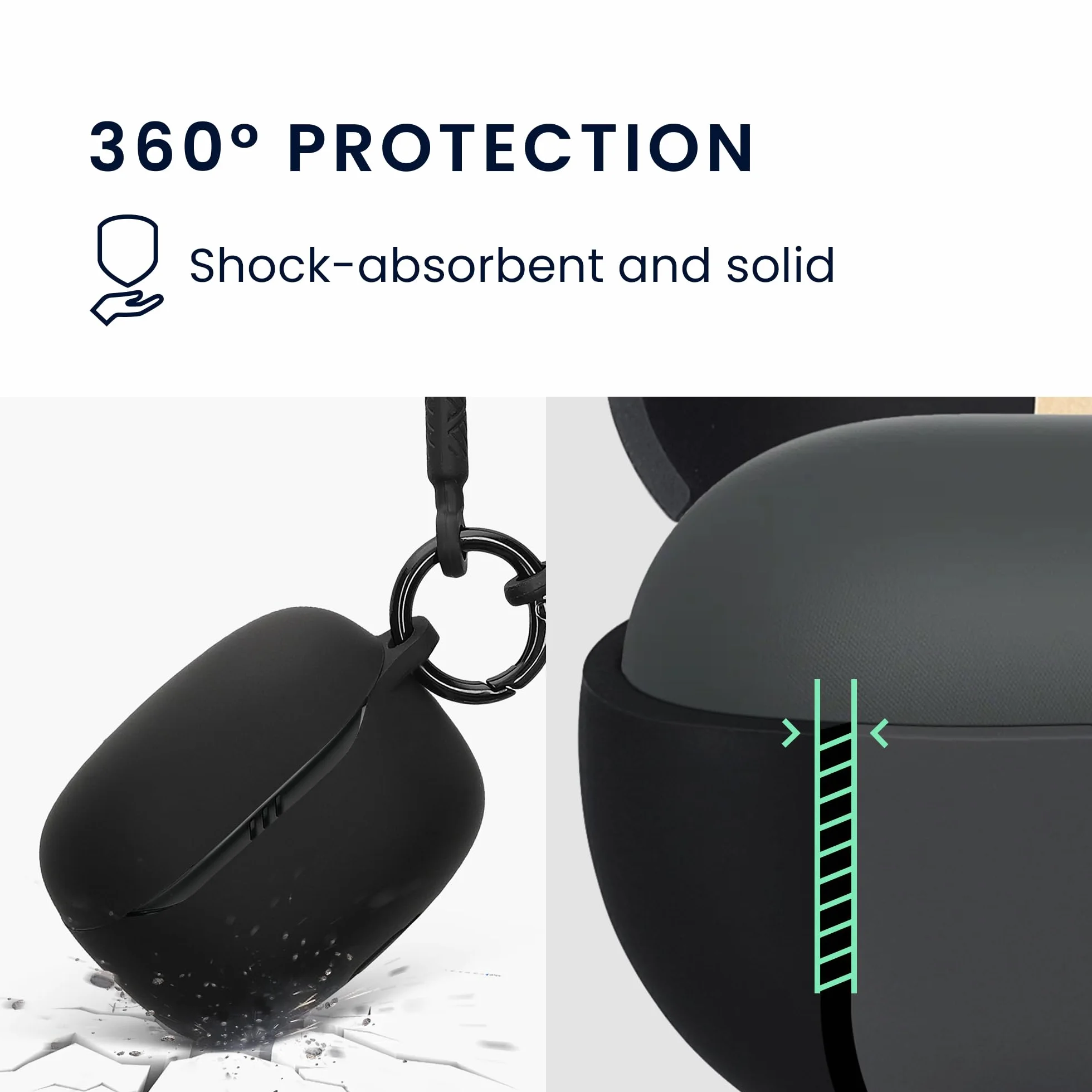 kwmobile Etui kompatybilne ze słuchawkami JBL Tune Beam 2 - silikonowe etui ochronne Case Cover - z paskiem na rękę czarne