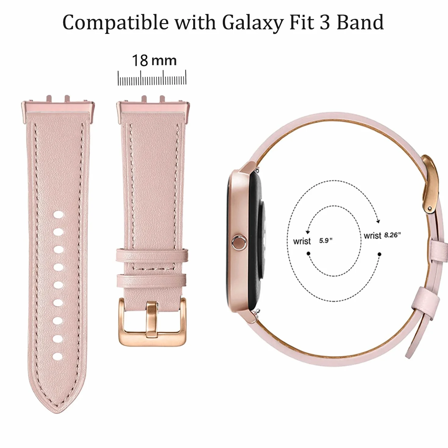 Issinlky Opaska kompatybilna z Samsung Galaxy Fit 3, prawdziwa skórzana opaska zastępcza dla Samsung Galaxy Fit 3 SM-R390 opaska