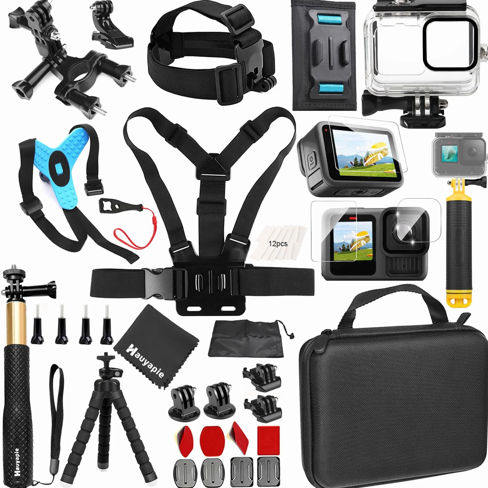 Akcesoria do kamer sportowych do kamer Gopro Hero 13 12 11 10 9. Monopod + statyw i inne akcesoria do Gopro 13 12 11 10 9