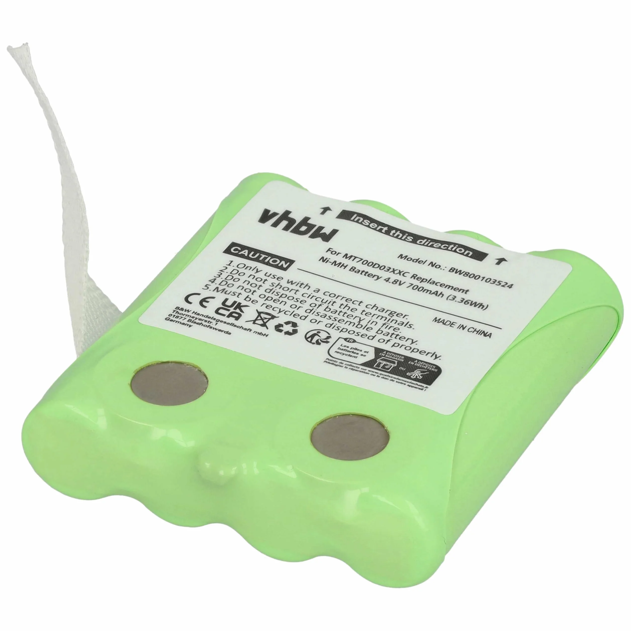 vhbw 1 x akumulator LH060-3A44C4BT do radia (700 mAh, 4,8 V, NiMH)