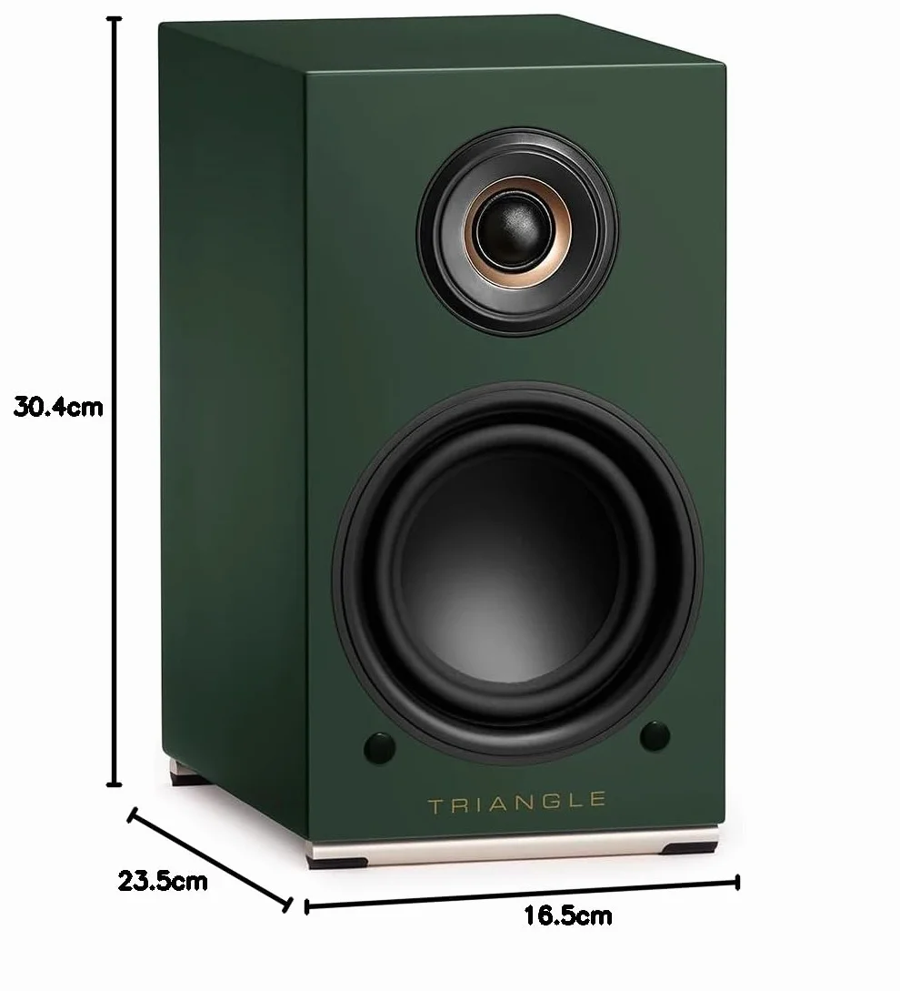 TRIANGLE - Głośniki aktywne AIO TWIN - Głośniki podstawkowe Wi-Fi i Bluetooth ze wzmacniaczem 2x50 W - Dźwięk HD - Wejścia PHONO/Platinum + Telewizor optyczny - 165 x 304 x 235 mm - Angielski zielony