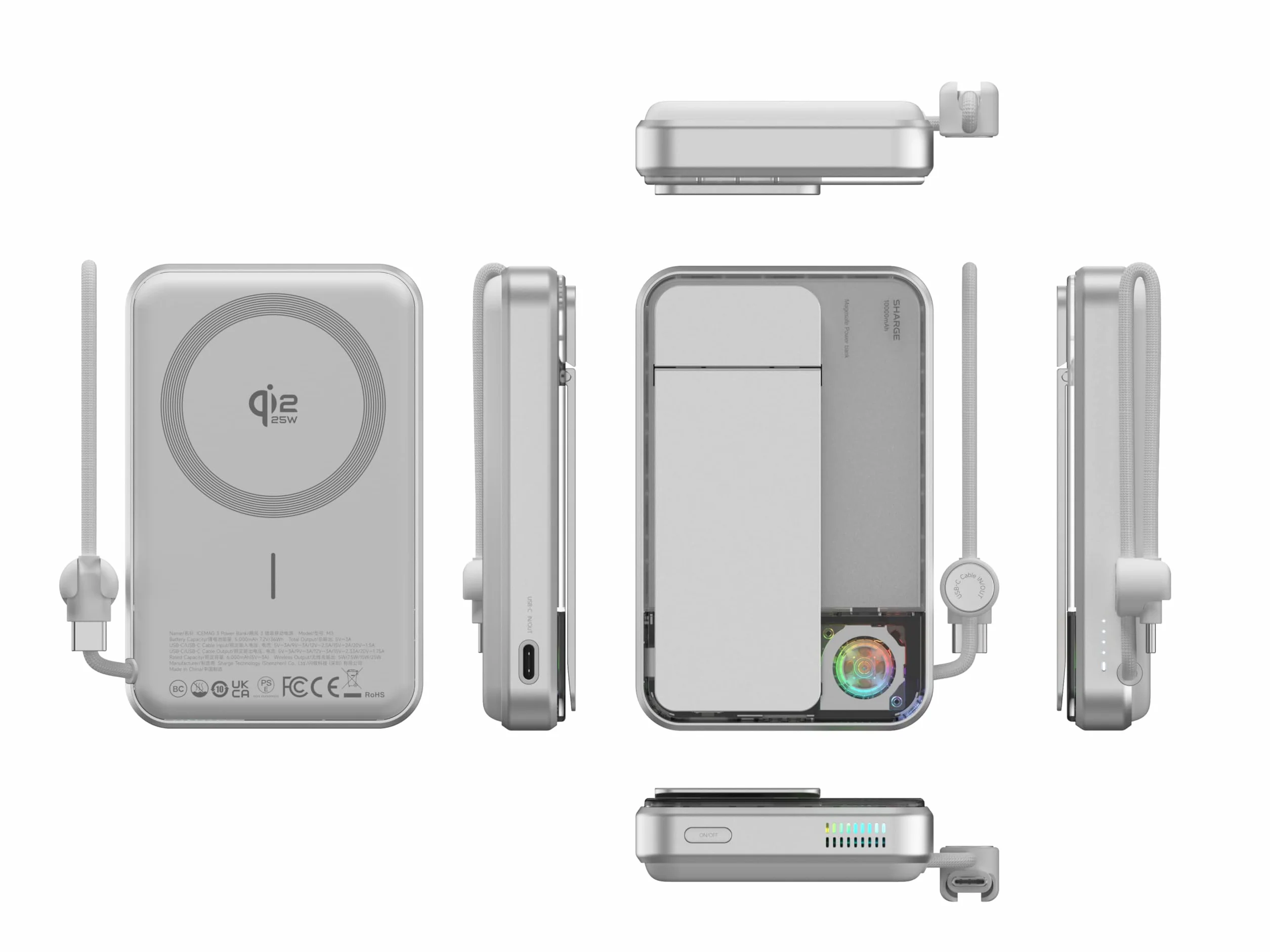 SHARGE Ice Mag 3 Powerbank 10000mAh MagSafe USB C szybkie ładowanie biały