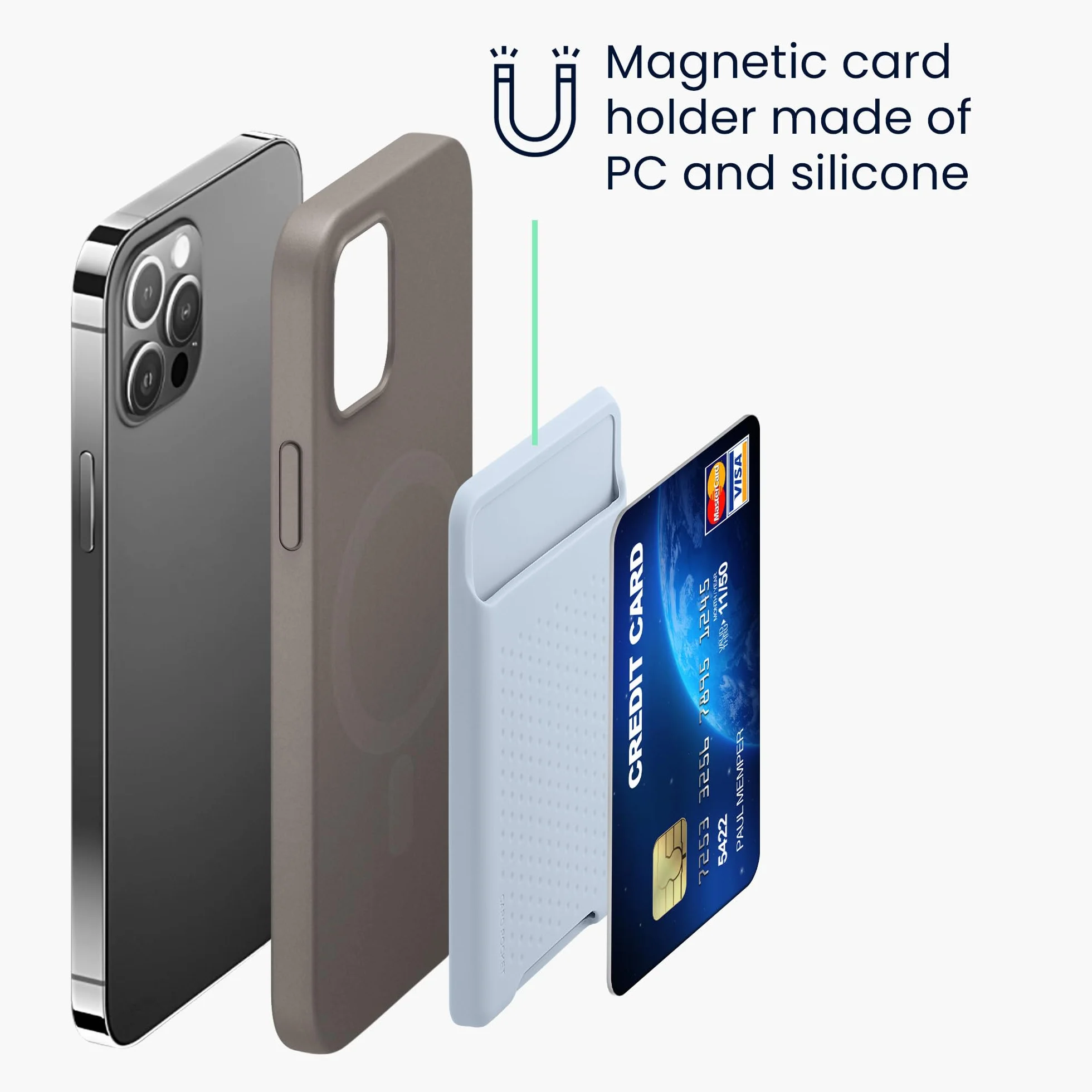 kwmobile Etui na karty magnetyczne kompatybilne z Apple iPhone 16/15/14/13/12 Series MagSafe jasnoniebieski