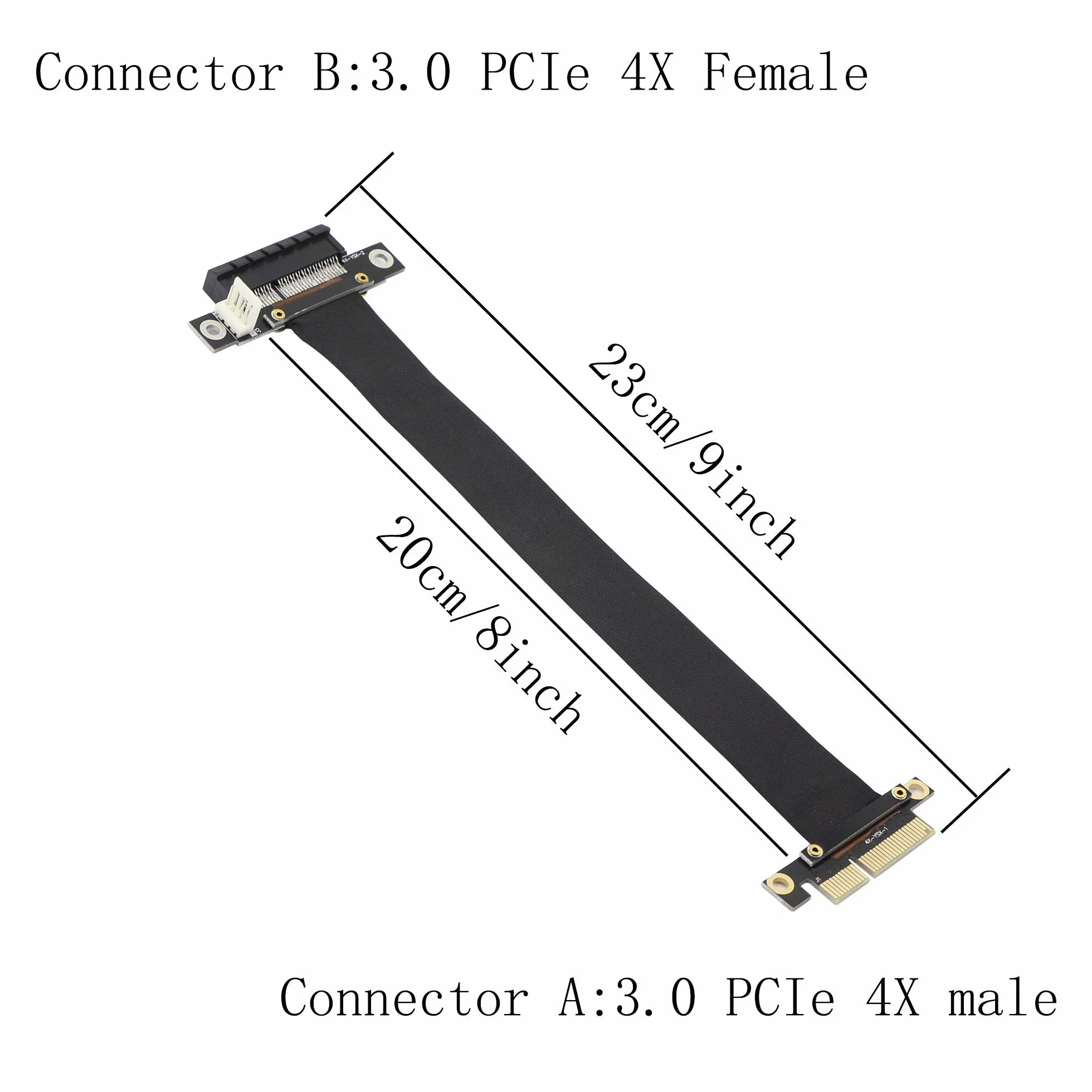GINTOOYUN PCIE Kabel PCI-Express 3.0-1 męski na żeński Adapter przedłużający PCI-E X4 do kart graficznych (23 cm, 180°