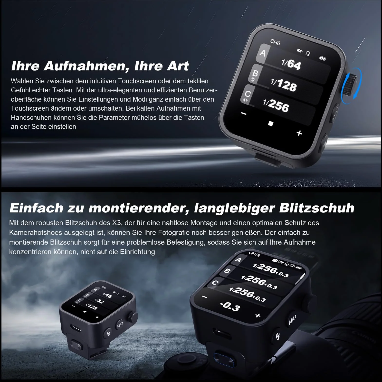 Godox X3-S TTL Trigger Flash Wireless Duży ekran dotykowy OLED Tryb bezprzewodowy X 2,4 GHz wbudowany port USB 32 kanały 16 grup kompatybilnych z aparatem Sony