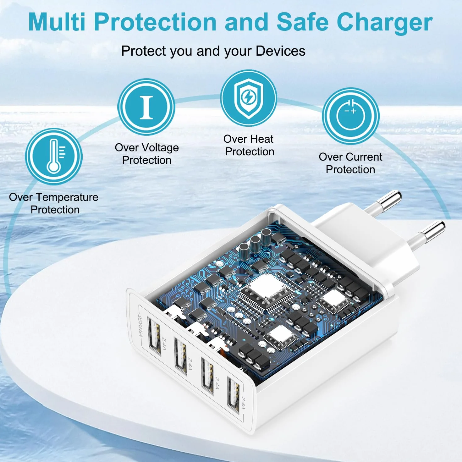 Ładowarka USB 4 porty 25W 5A Szybka ładowarka do iPhone Samsung