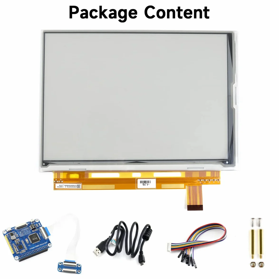 Waveshare 9.7inch E-Ink Display HAT dla Raspberry Pi Zero/Zero W/Zero WH/2B/3B/3B+ ekran z e-papierem o rozdzielczości 1200 x 825 kontroler IT8951 USB/SPI/I80