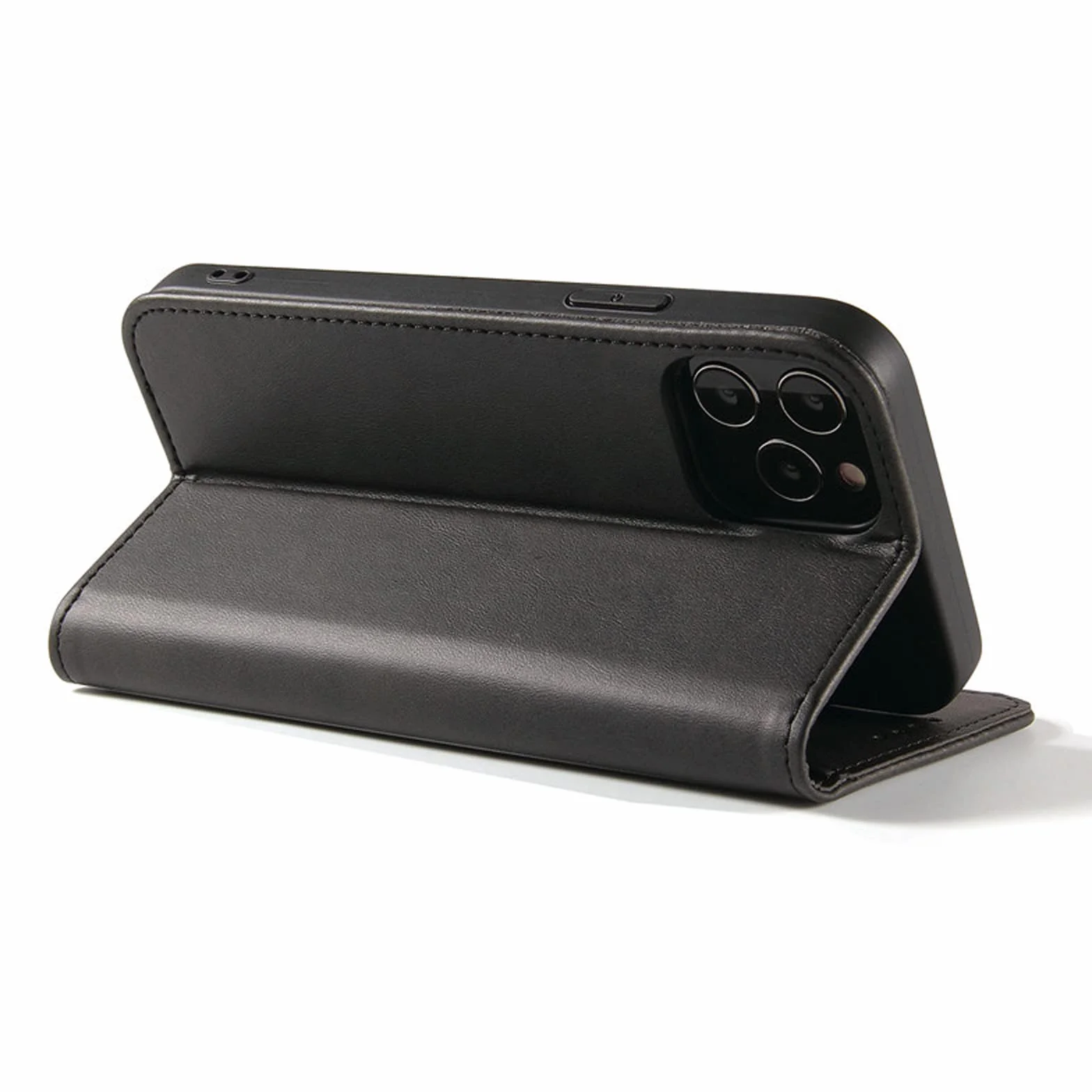 LTL Etui na telefon do iPhone 13 Mini/13/13 Pro/13 Pro Max, ręcznie robione skórzane etui z klapką z przegródkami na karty, etui na telefon, magnetyczne zamknięcie, czarne, 13 mini 5,4 cala