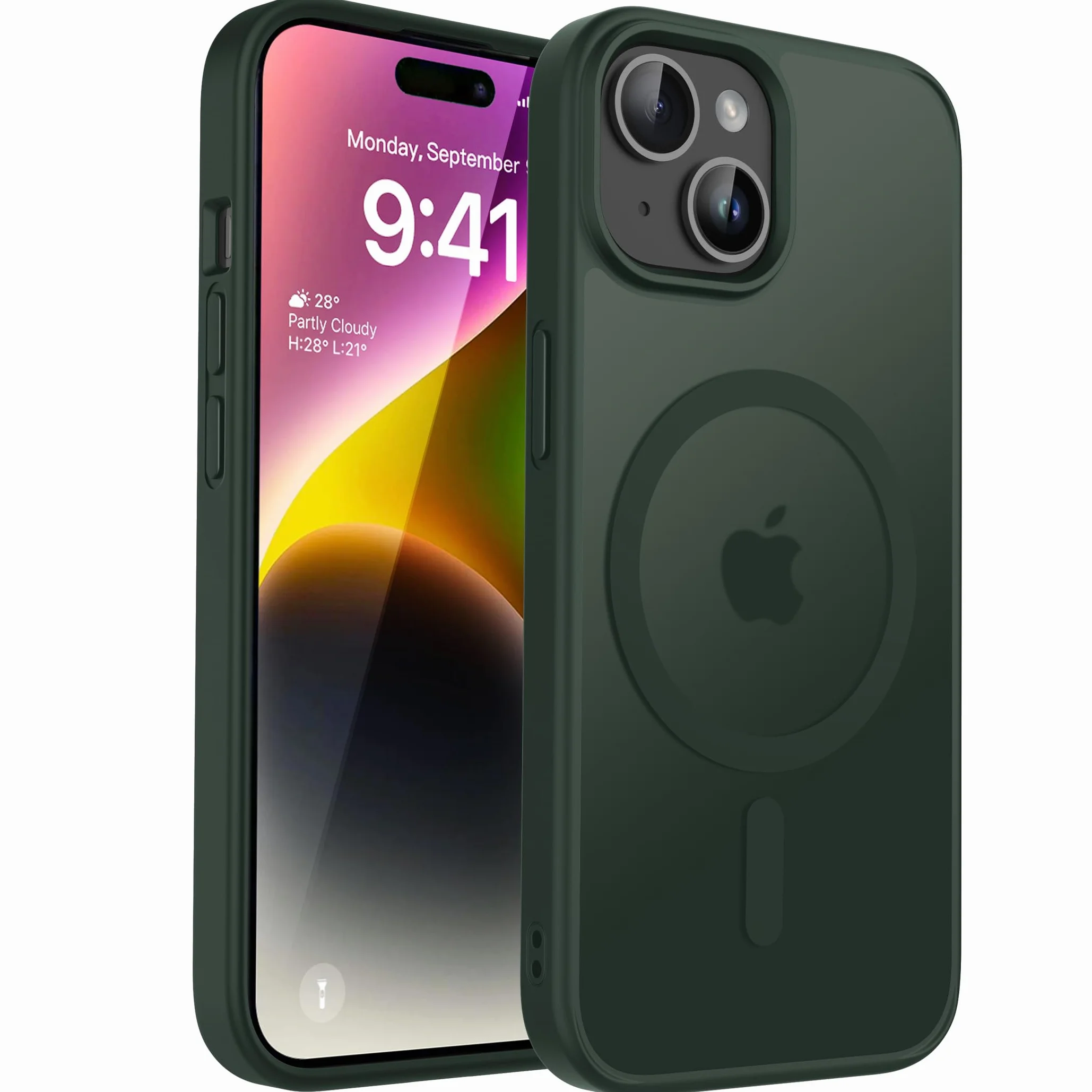 CACOE Magnetyczne etui iPhone 13/14 6,1, kompatybilne z MagSafe, magnetyczne etui na telefon samochodowy, odporne na odciski palców, cienkie, odporne na wstrząsy etui ochronne TPU