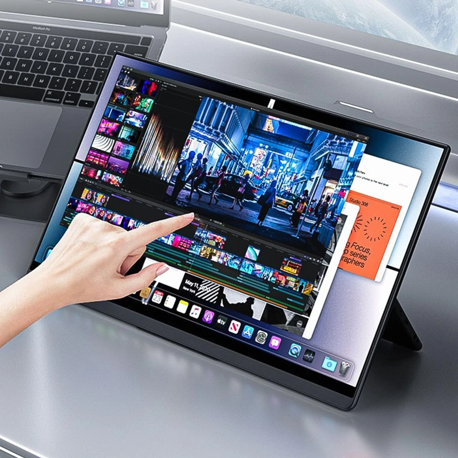 Monitor przenośny 15.6-calowy ekran zewnętrzny telefonu komórkowego IPS 2K 144HZ Wielofunkcyjny ekran dotykowy Dodatkowy ekran laptopa Monitor maszyny do gier Monitor zewnętrzny